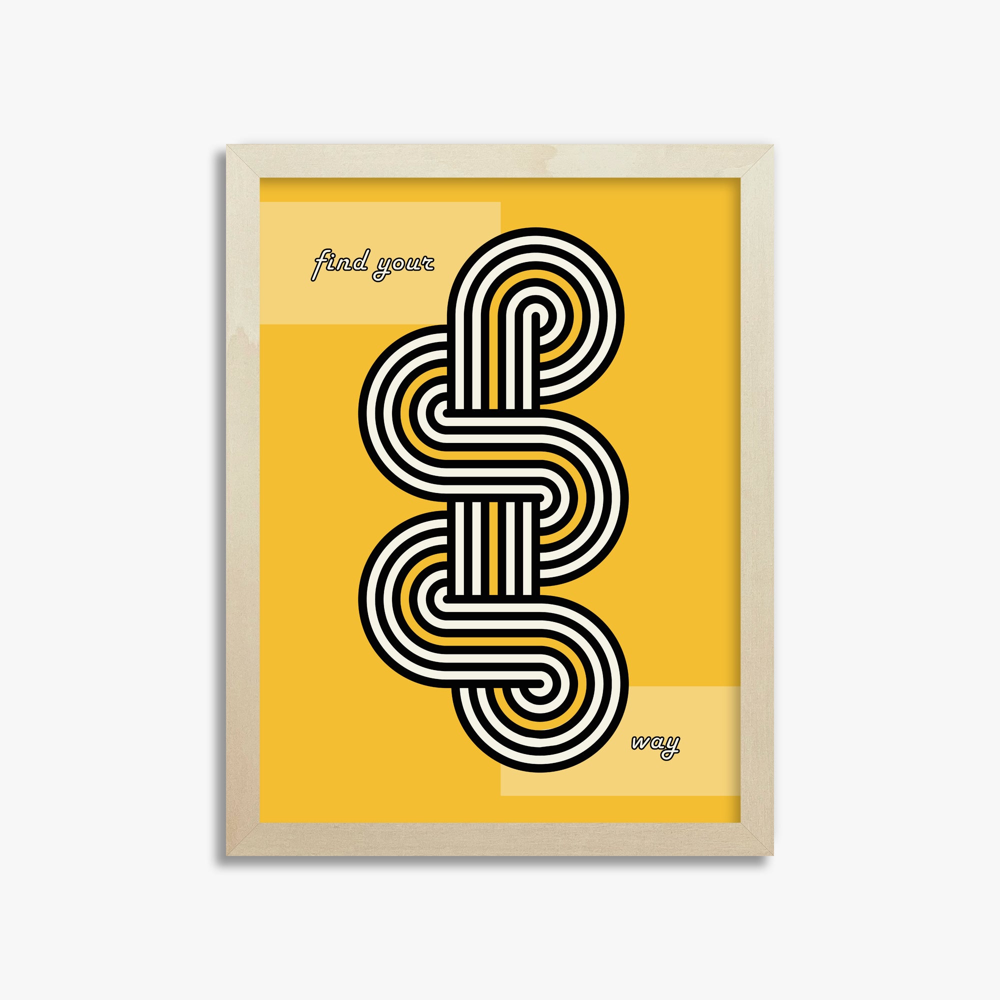 Yellow Labyrinth Journey, 30x40cm Framed Poster With Lime Wood Frame