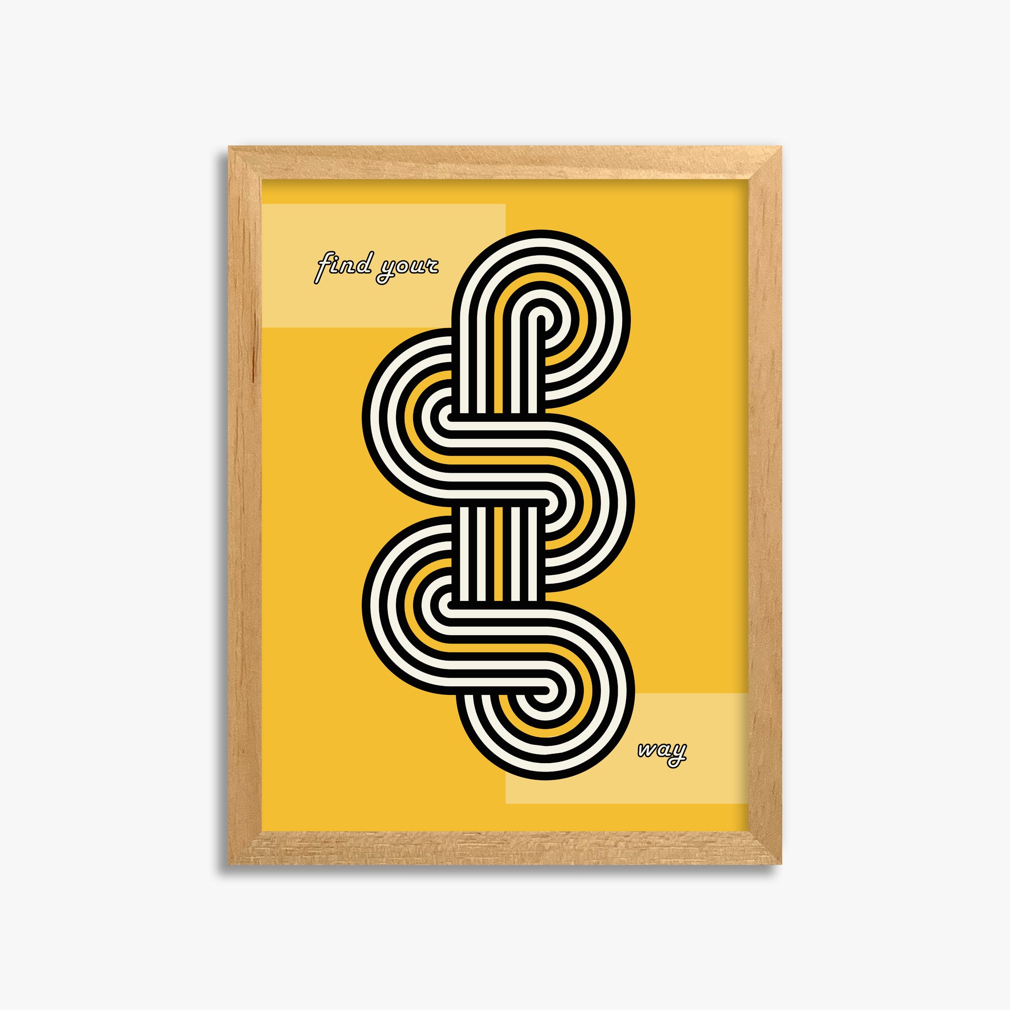 Yellow Labyrinth Journey, 30x40cm Framed Poster With Oak Frame