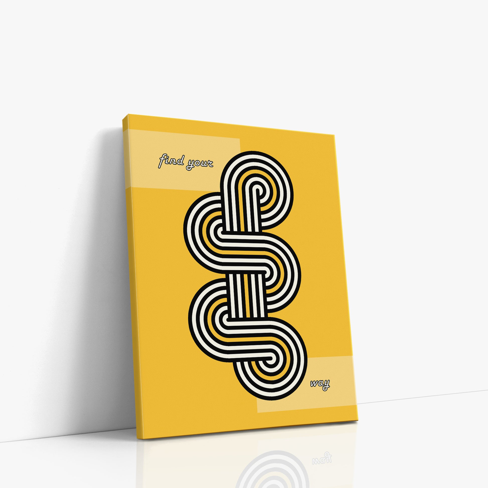 Yellow Labyrinth Journey, 30x40cm Satin Canvas Poster Left Angle
