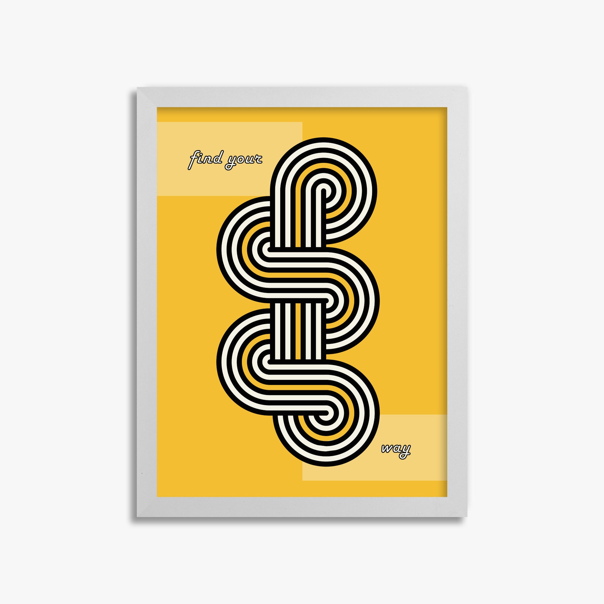 Yellow Labyrinth Journey, 30x40cm Framed Poster With White Frame