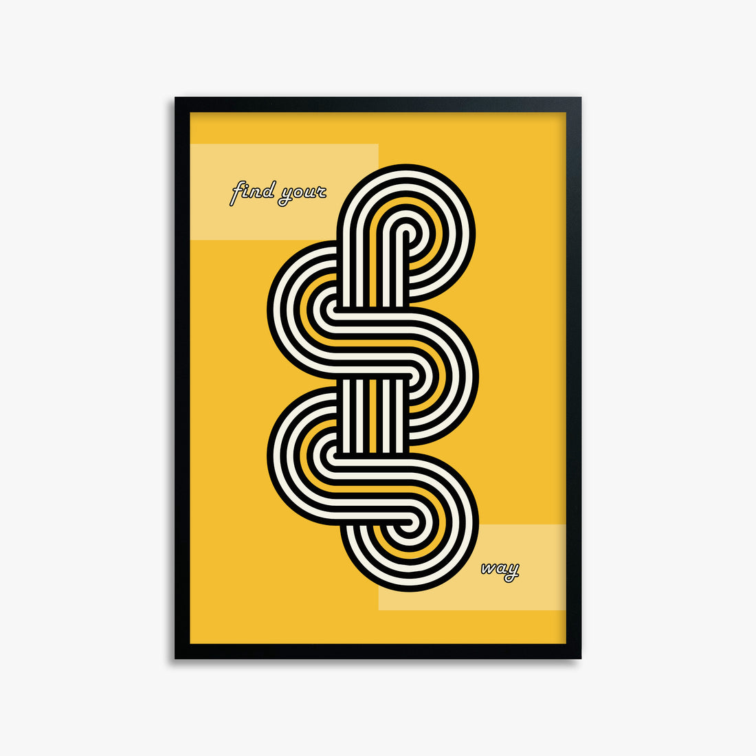 Yellow Labyrinth Journey, 50x70cm Framed Poster With Black Frame