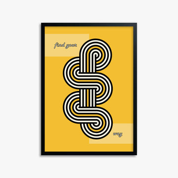 Yellow Labyrinth Journey, 50x70cm Framed Poster With Black Frame