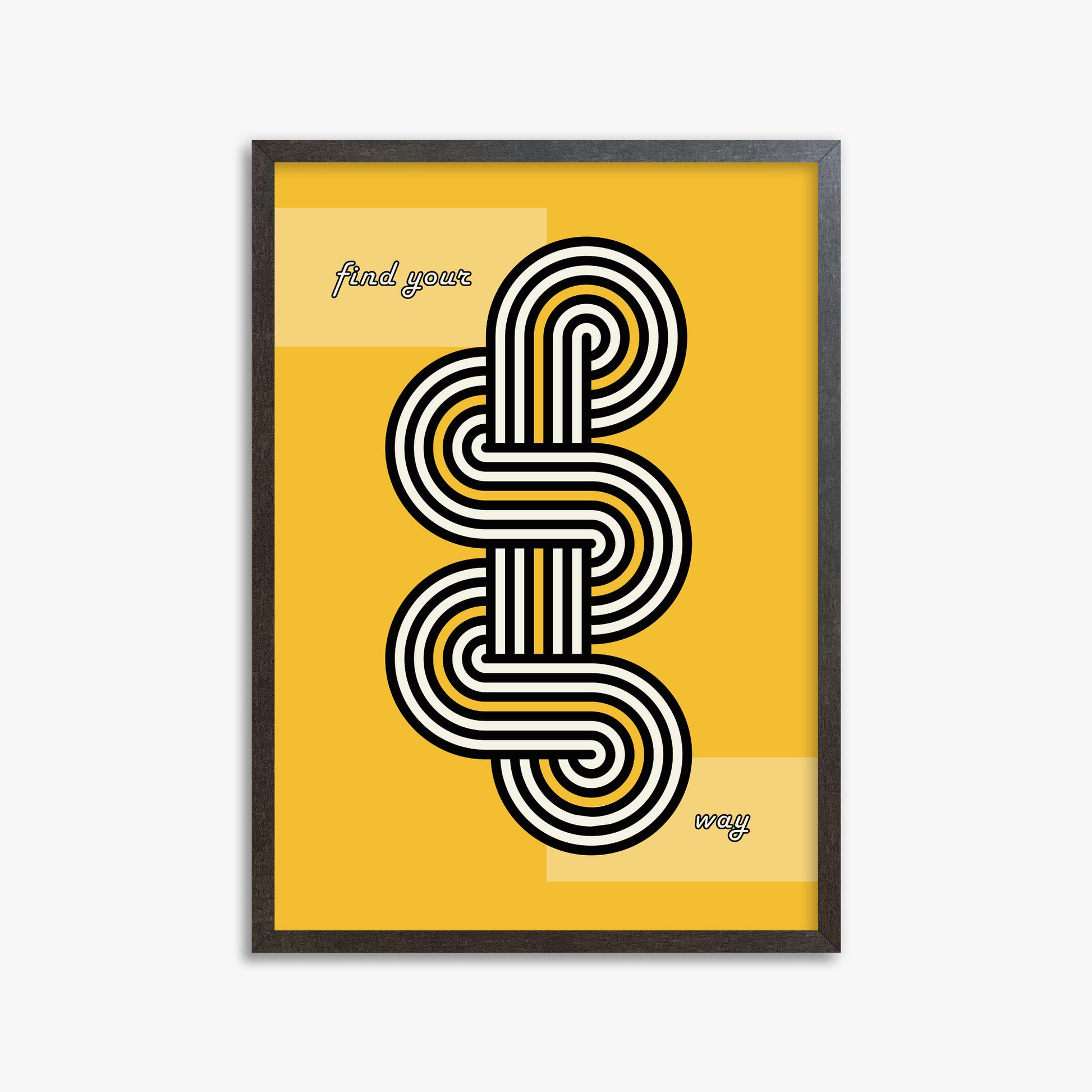 Yellow Labyrinth Journey, 50x70cm Framed Poster With Espresso Frame
