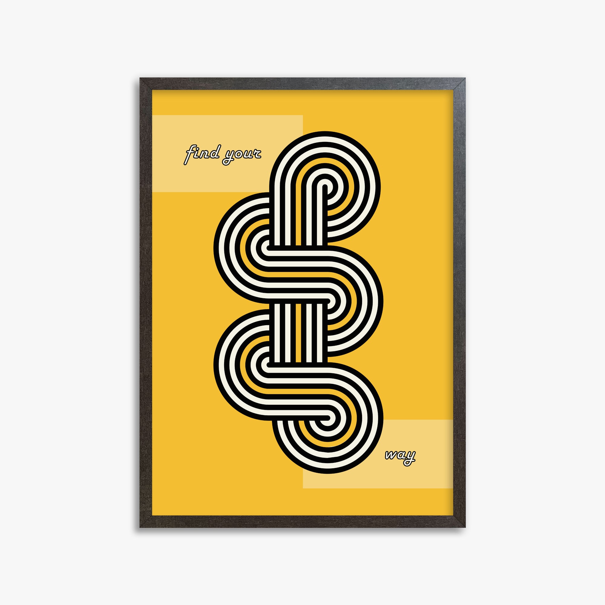 Yellow Labyrinth Journey, 50x70cm Framed Poster With Espresso Frame