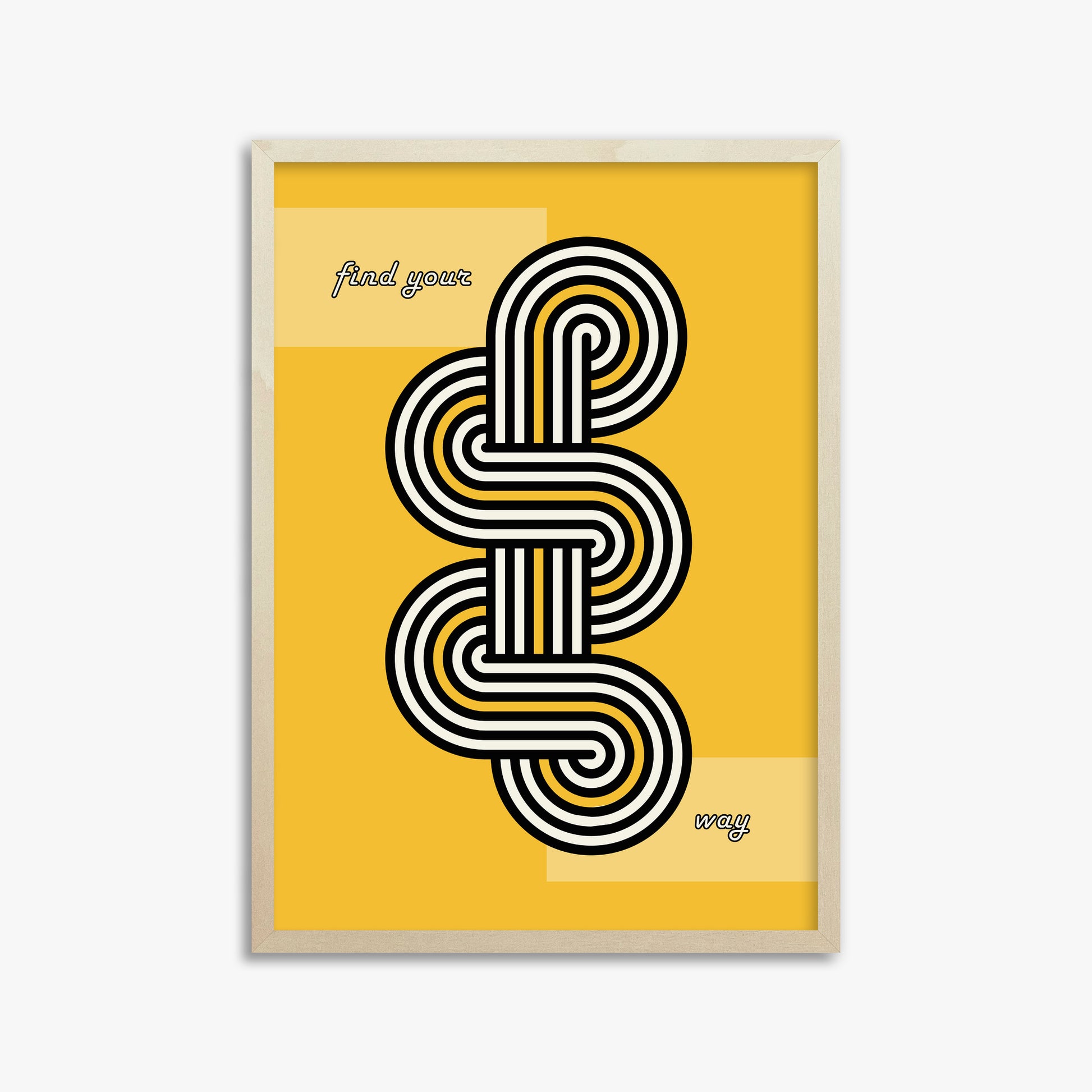 Yellow Labyrinth Journey, 50x70cm Framed Poster With Lime Wood Frame