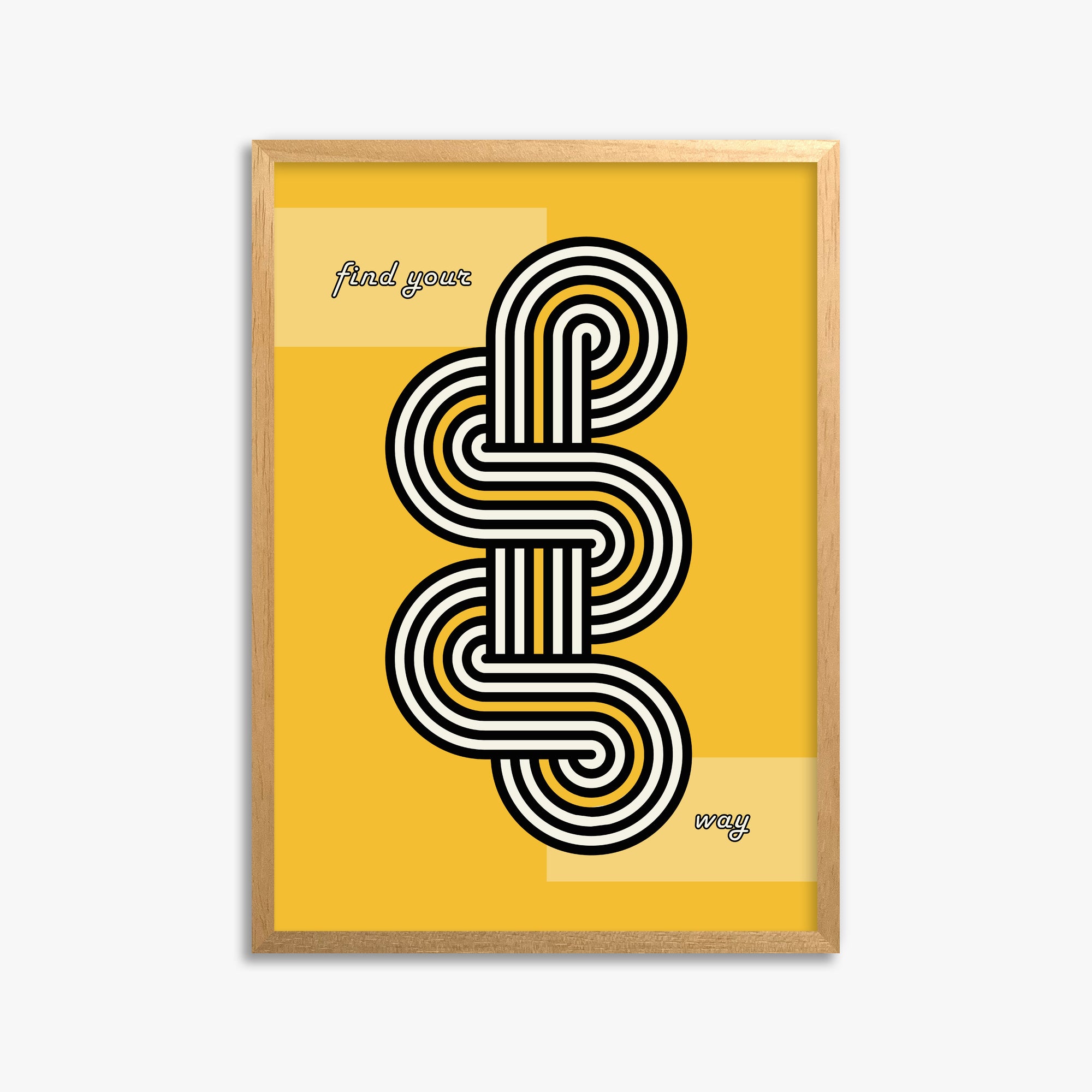 Yellow Labyrinth Journey, 50x70cm Framed Poster With Oak Frame