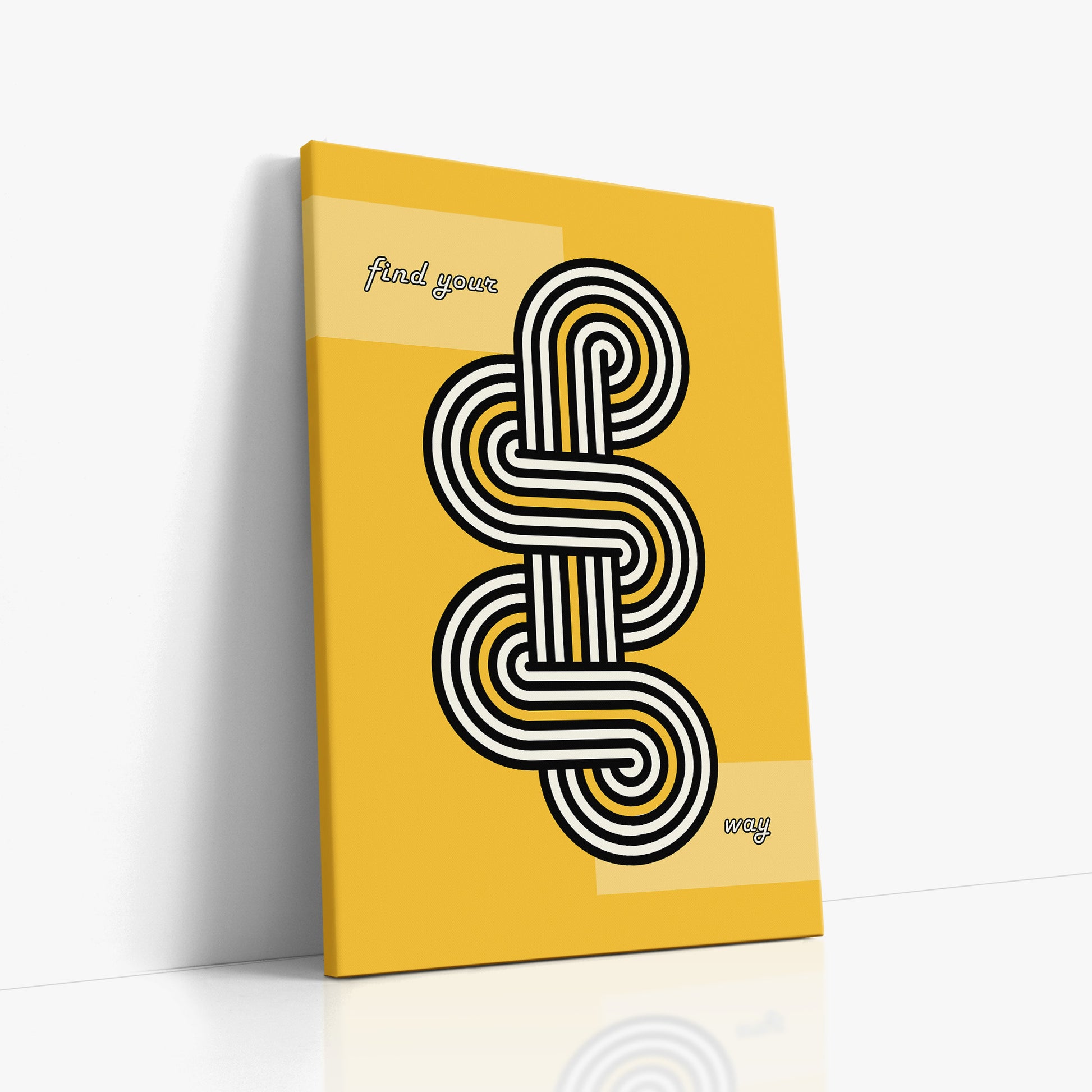 Yellow Labyrinth Journey, 60x90cm Satin Canvas Poster Left Angle