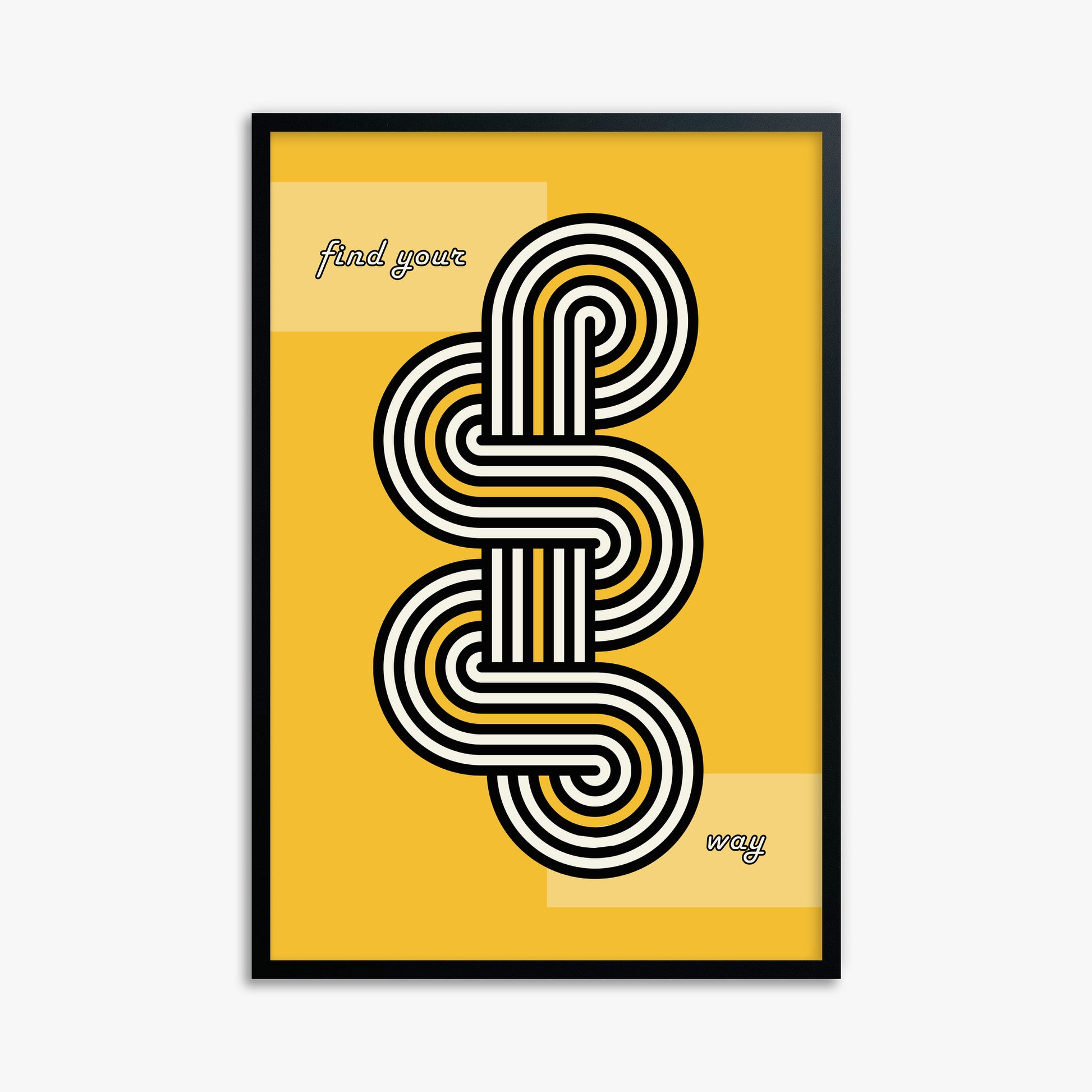 Yellow Labyrinth Journey, 61x91cm Framed Poster With Black Frame