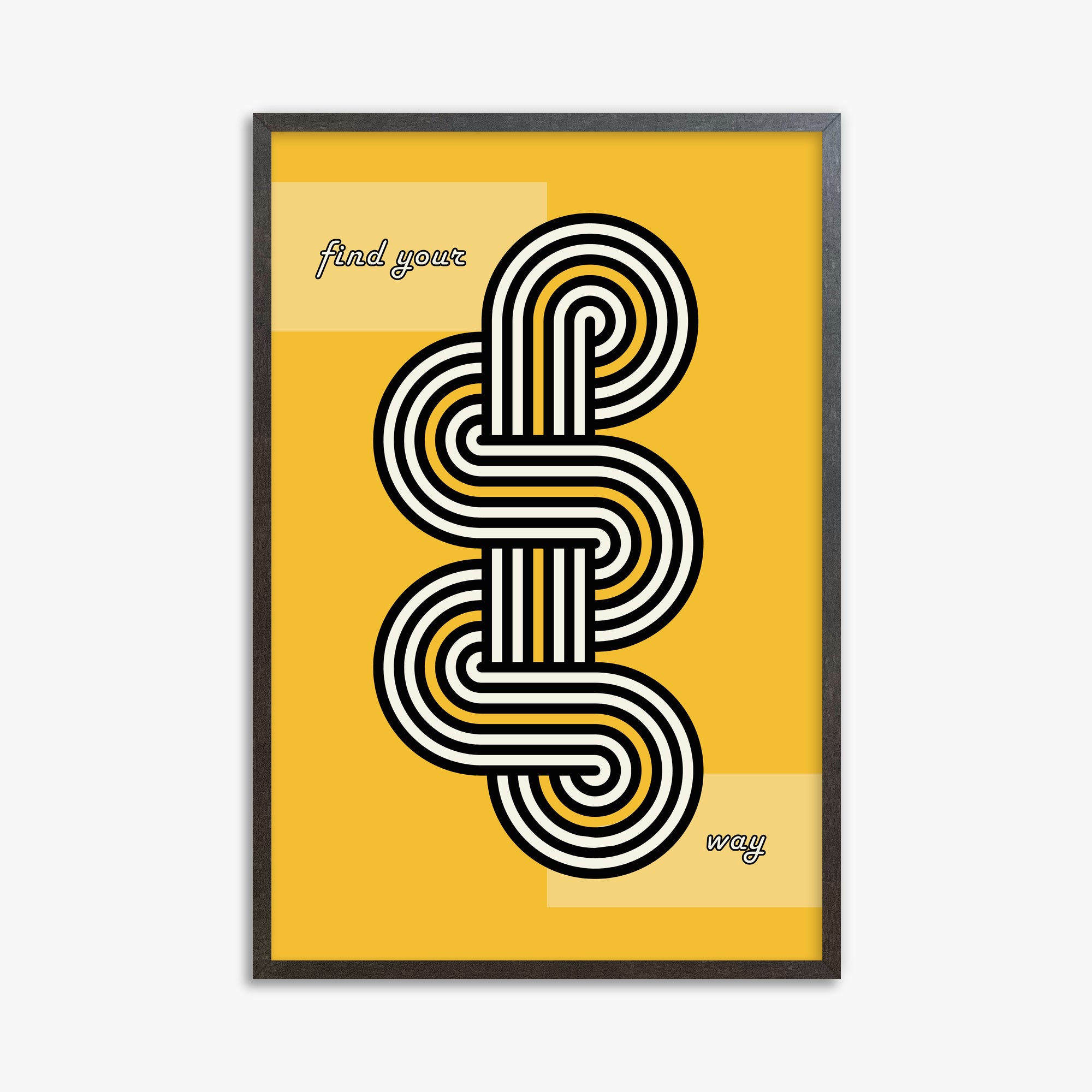 Yellow Labyrinth Journey, 61x91cm Framed Poster With Espresso Frame