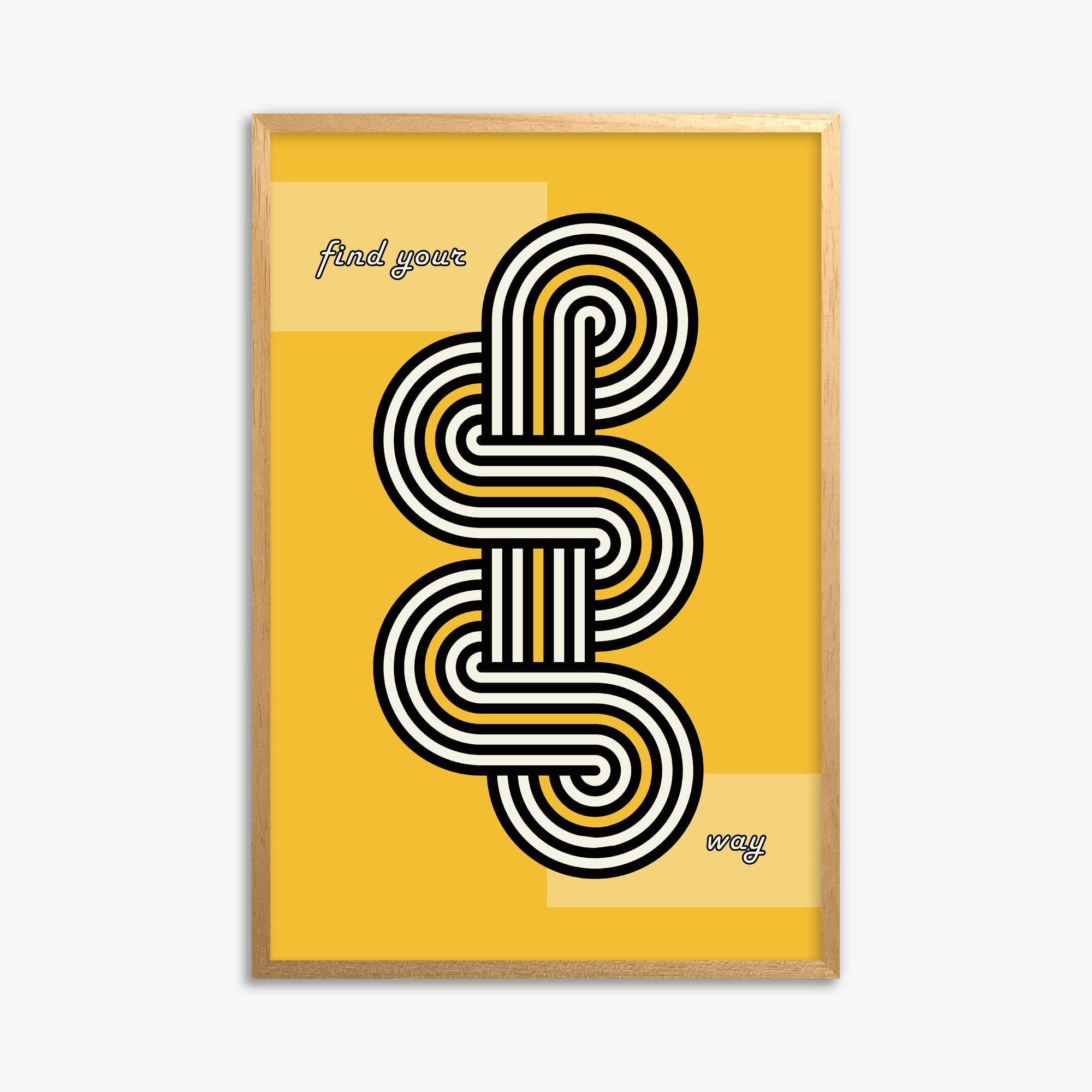 Yellow Labyrinth Journey, 61x91cm Framed Poster With Oak Frame