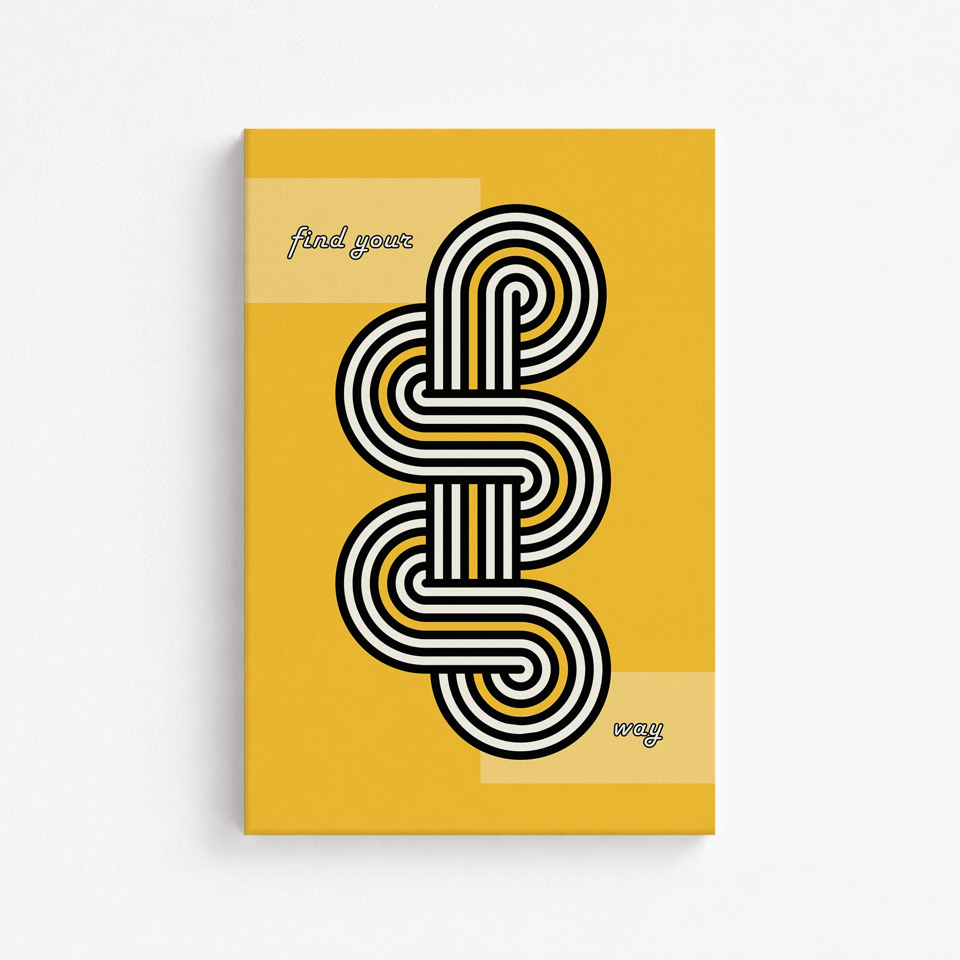 Yellow Labyrinth Journey, 61x91cm Satin Canvas Poster