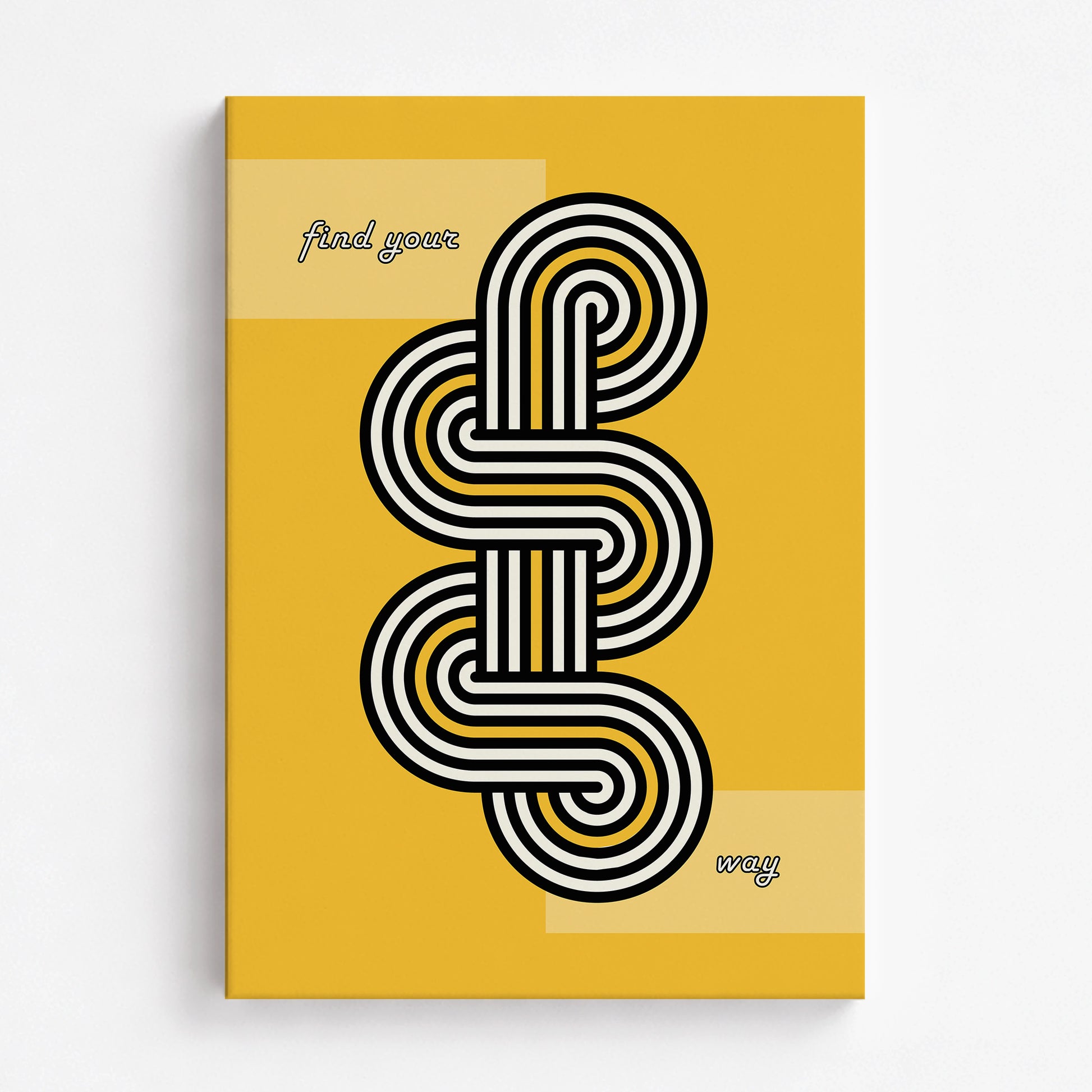 Yellow Labyrinth Journey, 70x100cm Satin Canvas Poster