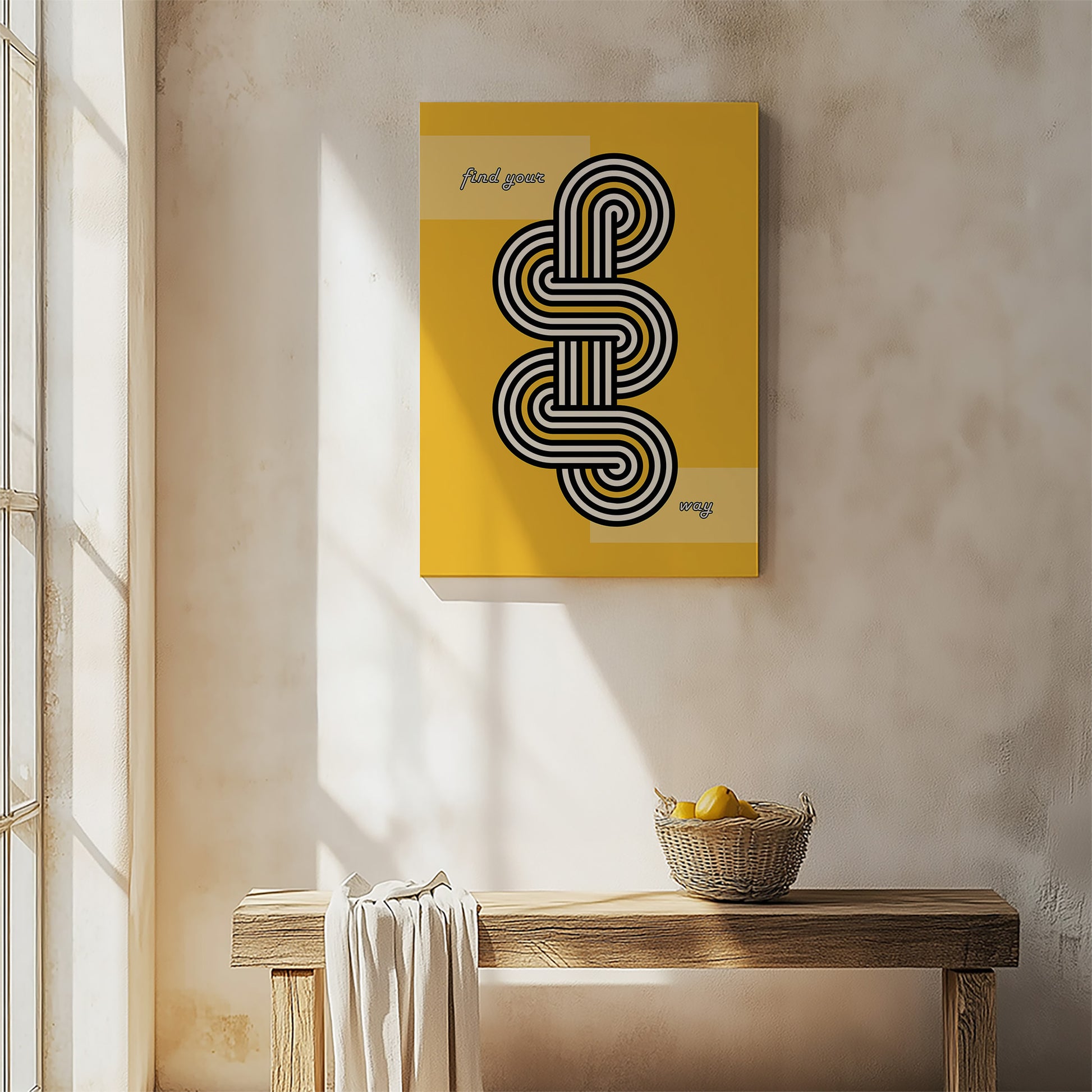 Design Concept No. 54 for Yellow Labyrinth Journey Modern Poster Art