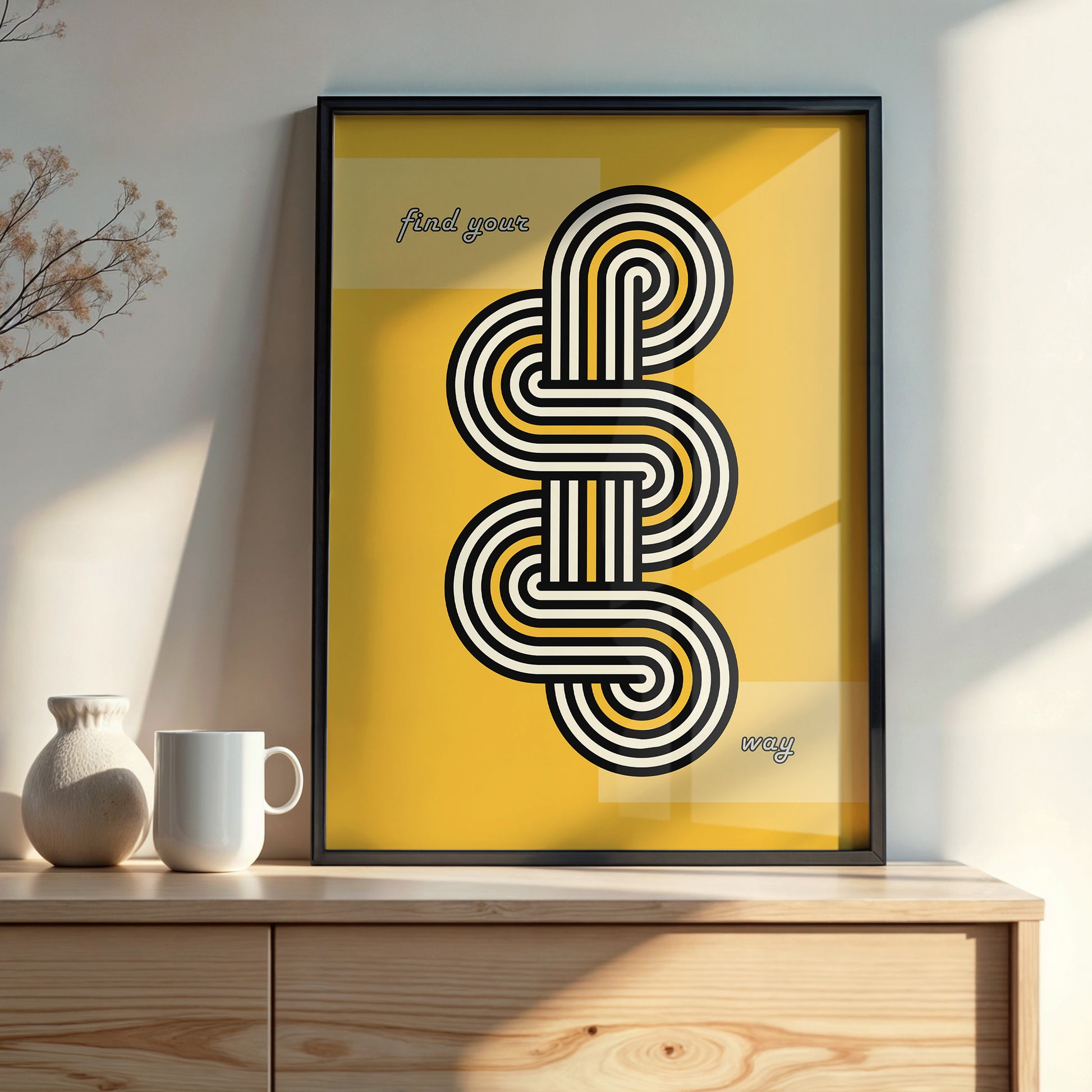 Design Concept No. 22 for Yellow Labyrinth Journey Modern Poster Art