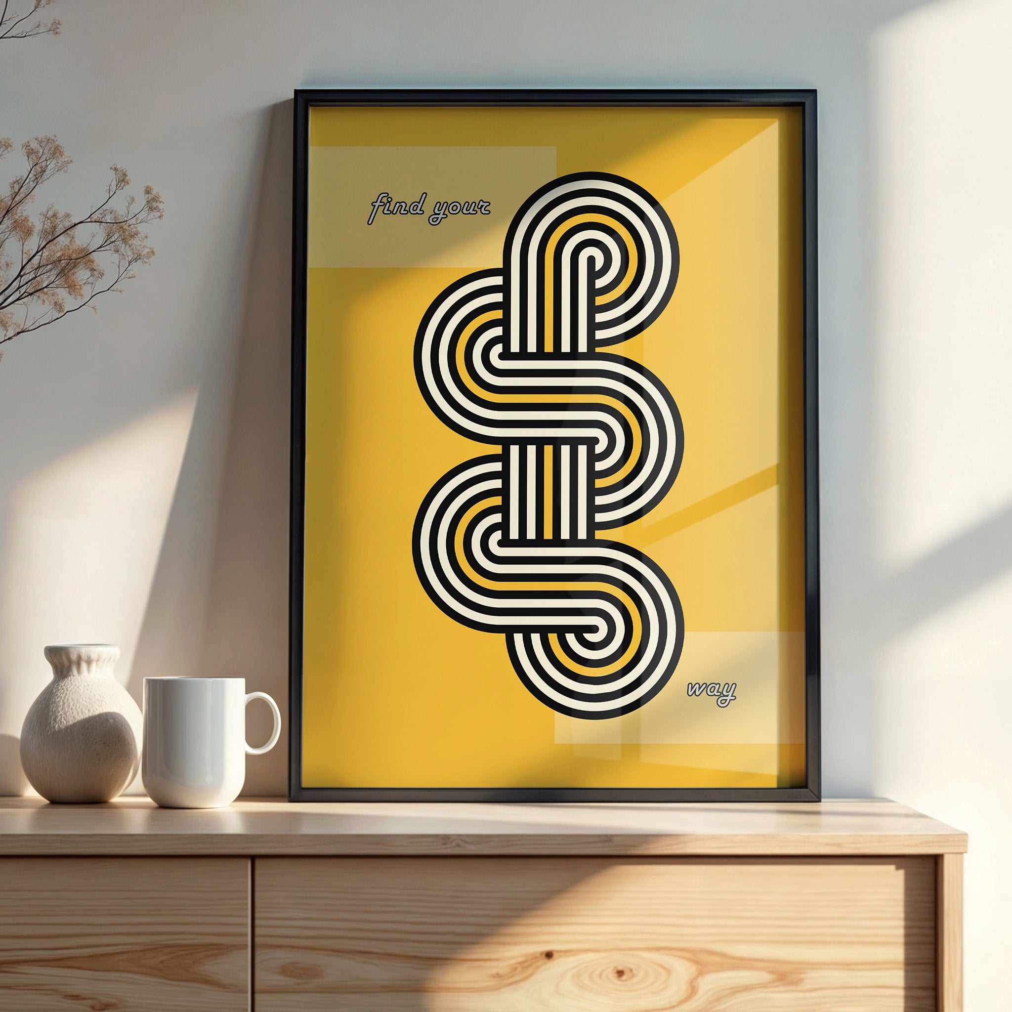 Design Concept No. 22 for Yellow Labyrinth Journey Modern Poster Art