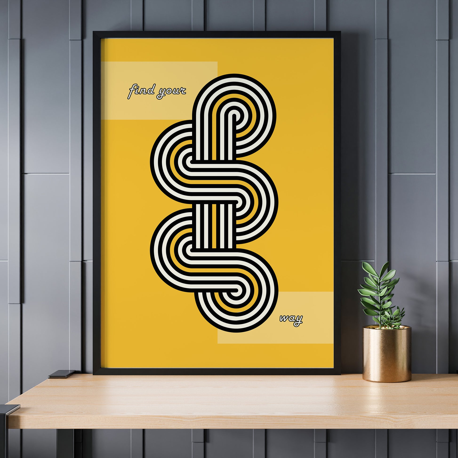 Design Concept No. 24 for Yellow Labyrinth Journey Modern Poster Art