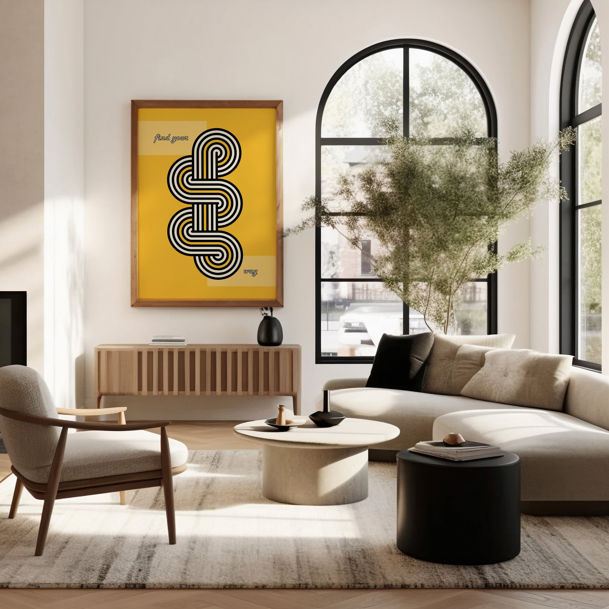 Design Concept No. 40 for Yellow Labyrinth Journey Modern Poster Art