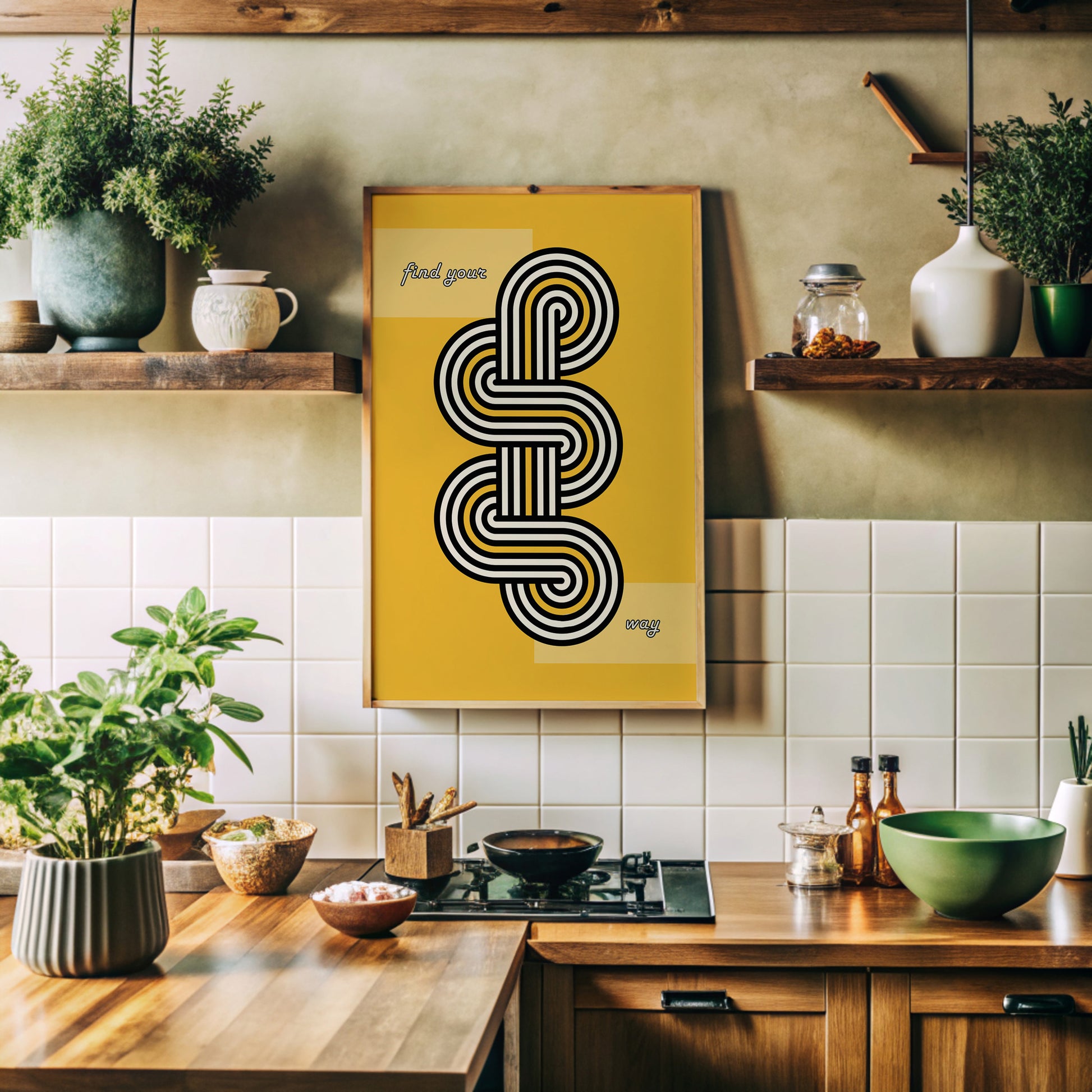 Design Concept No. 41 for Yellow Labyrinth Journey Modern Poster Art
