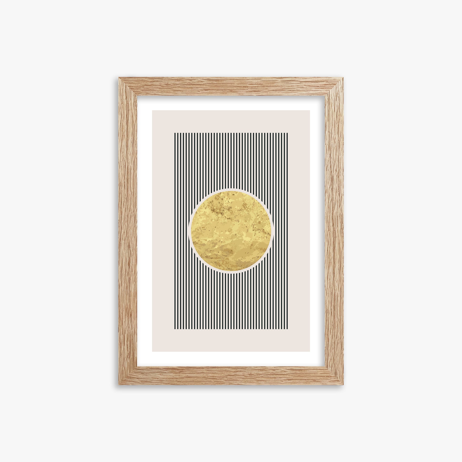 Golden Horizon Eclipse, 21x30cm Framed Art Reproduction With Raw Oak Frame