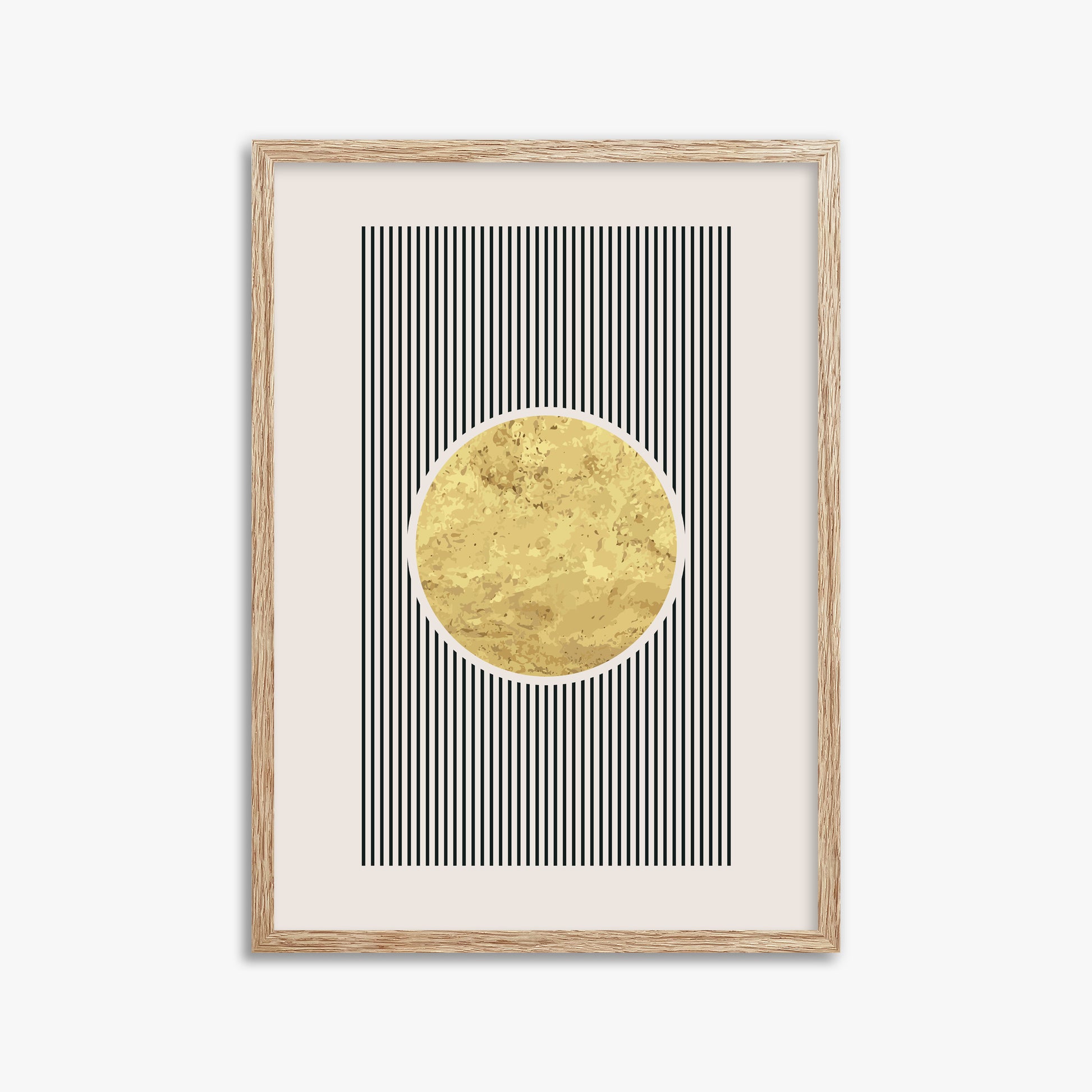 Golden Horizon Eclipse, 50x70cm Framed Art Reproduction With Raw Oak Frame
