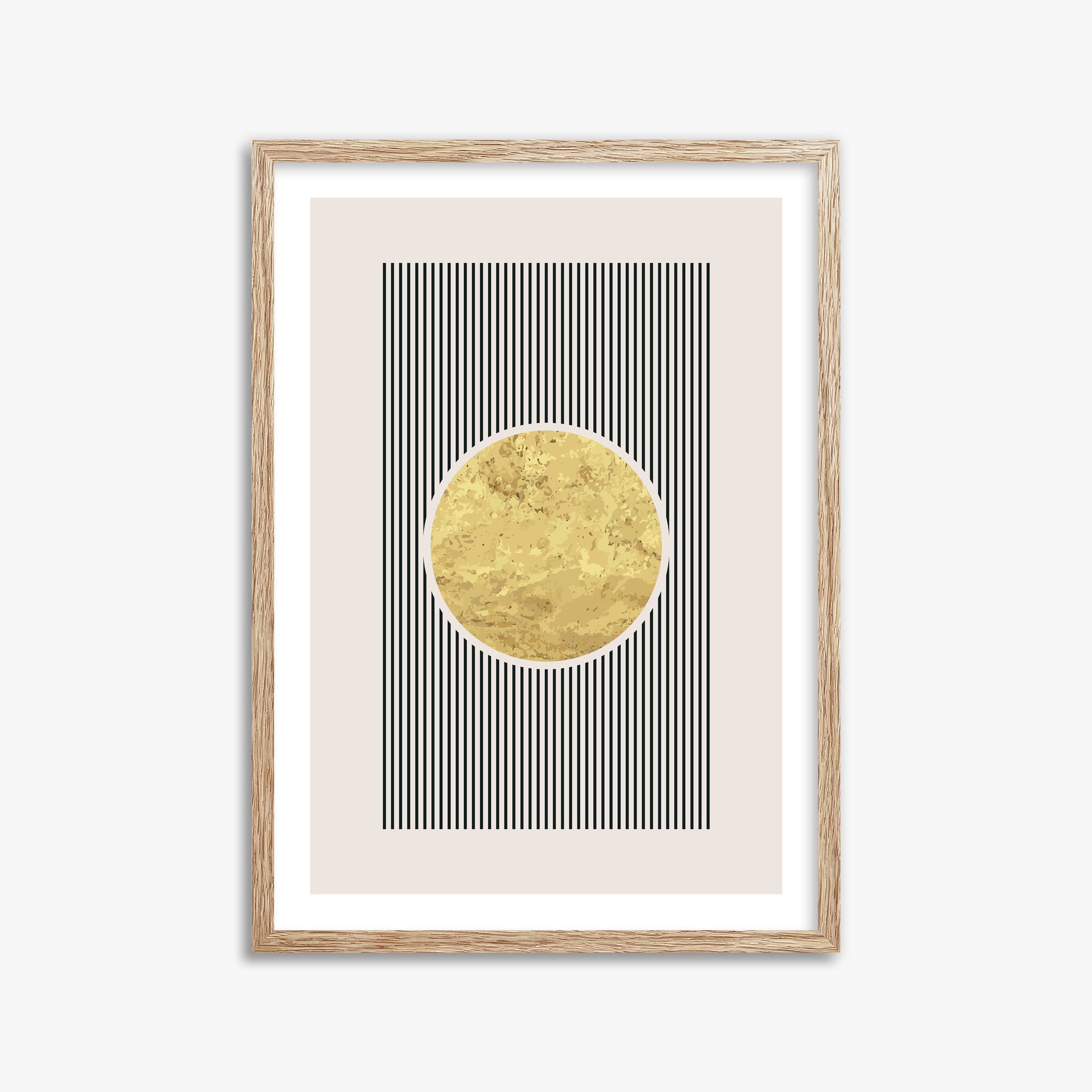 Golden Horizon Eclipse, 50x70cm Framed Art Reproduction With Raw Oak Frame