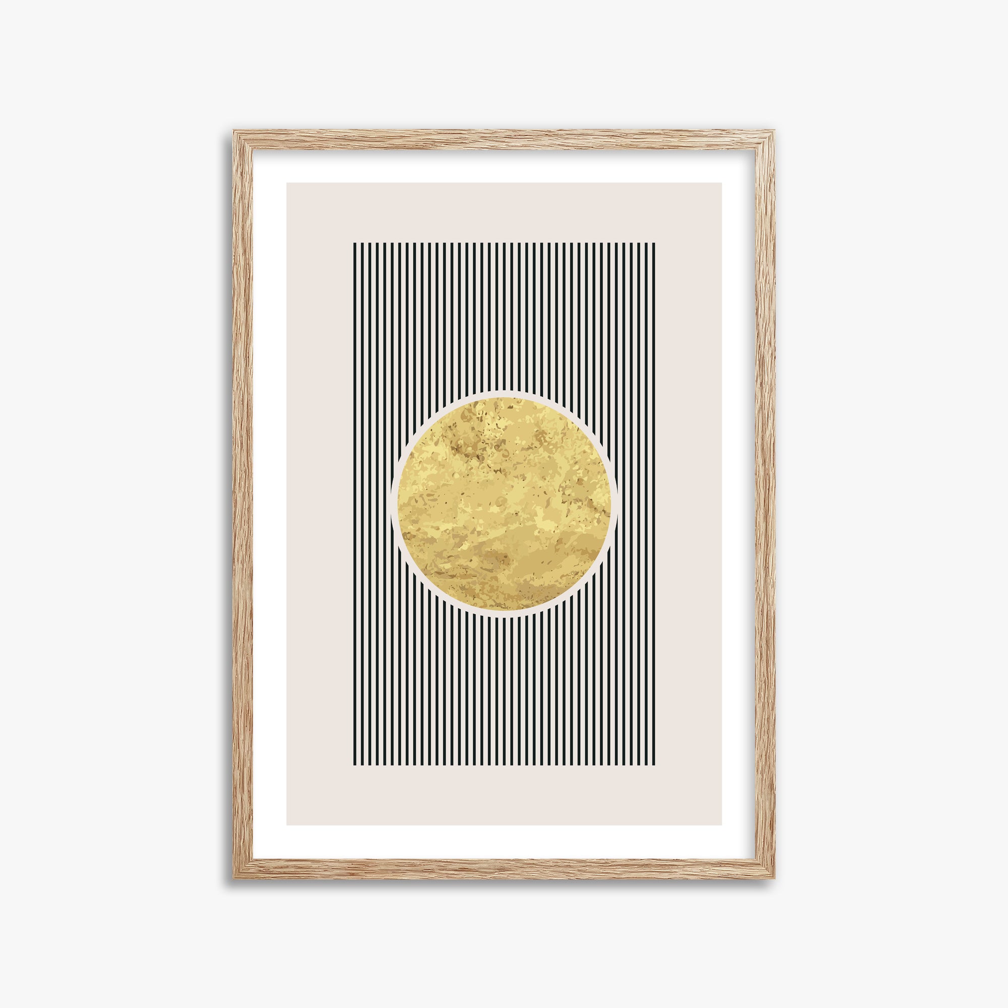Golden Horizon Eclipse, 50x70cm Framed Art Reproduction With Raw Oak Frame