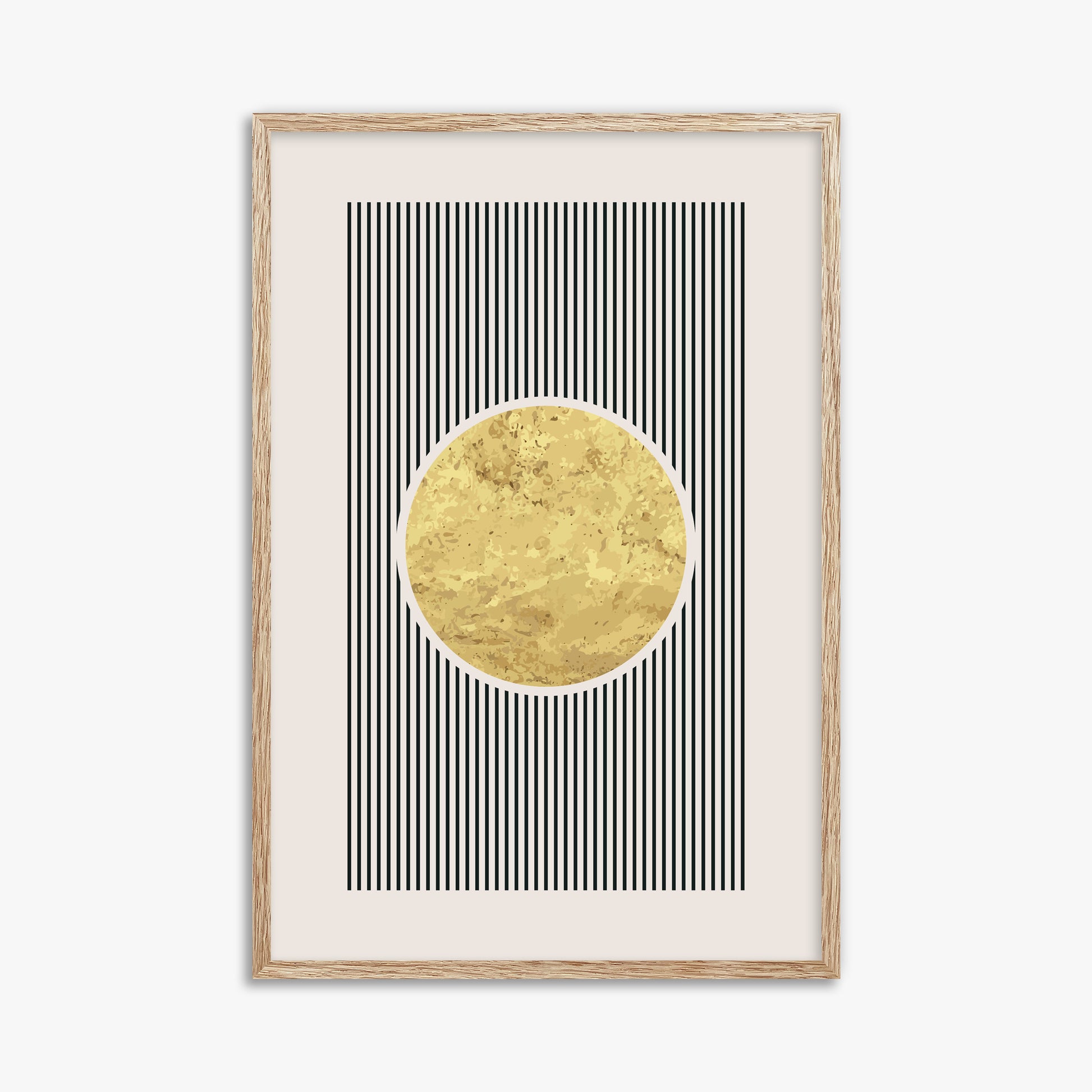 Golden Horizon Eclipse, 61x91cm Framed Art Reproduction With Raw Oak Frame