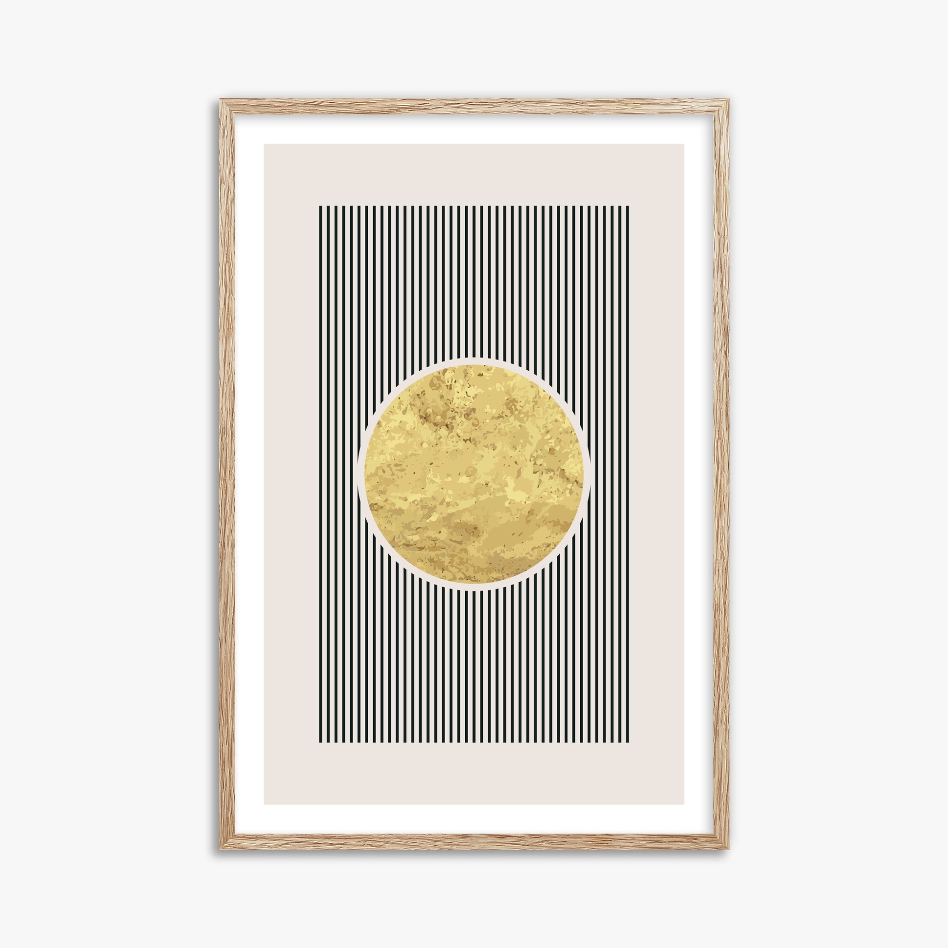 Golden Horizon Eclipse, 61x91cm Framed Art Reproduction With Raw Oak Frame