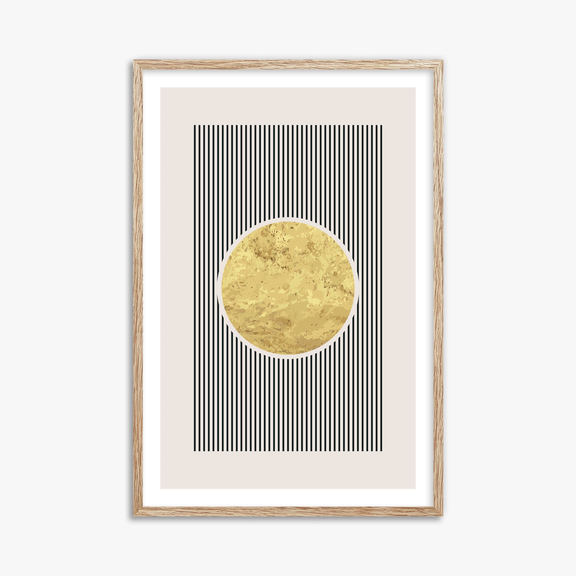 Golden Horizon Eclipse, 61x91cm Framed Art Reproduction With Raw Oak Frame