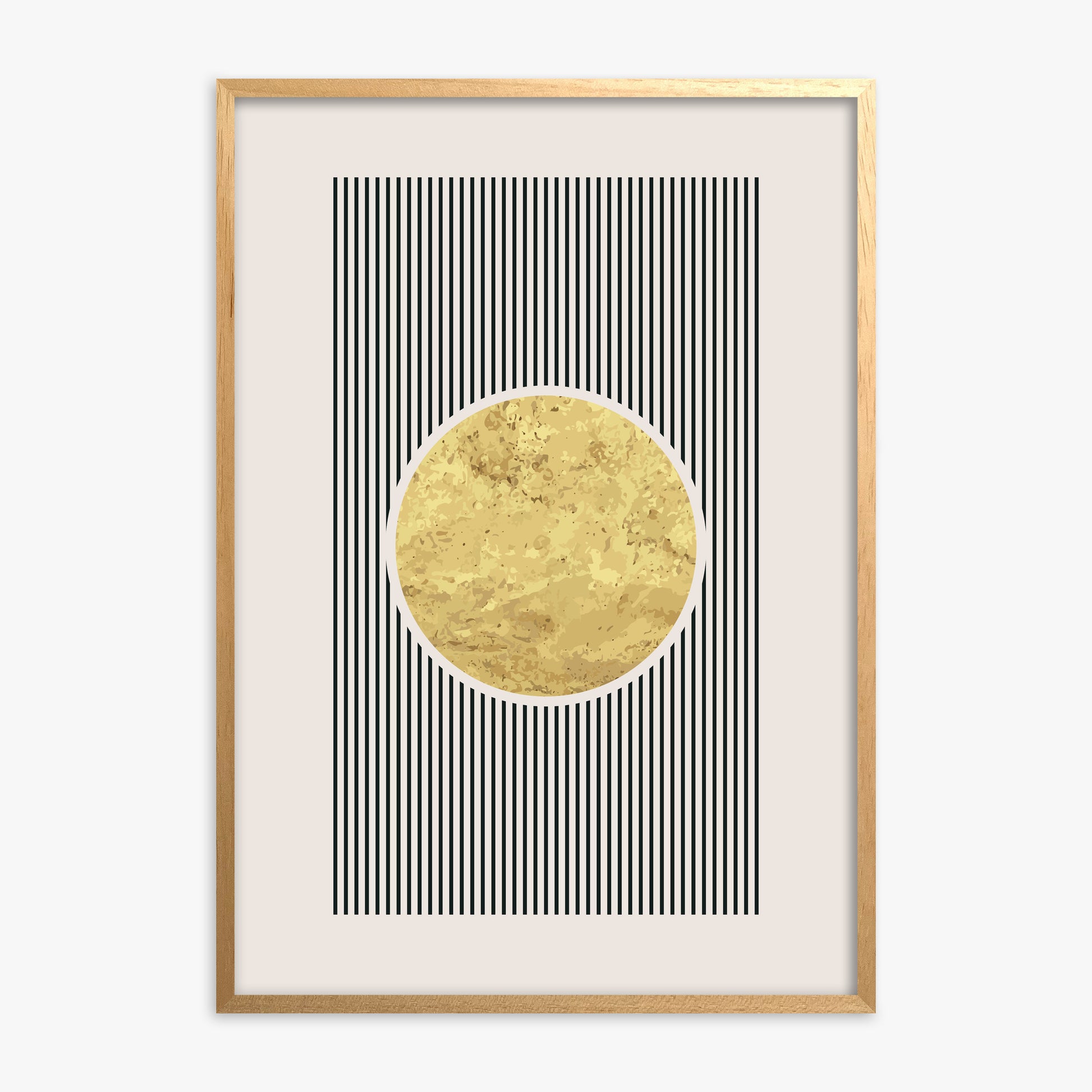 Golden Horizon Eclipse, Oak Framed Poster With Oak Frame