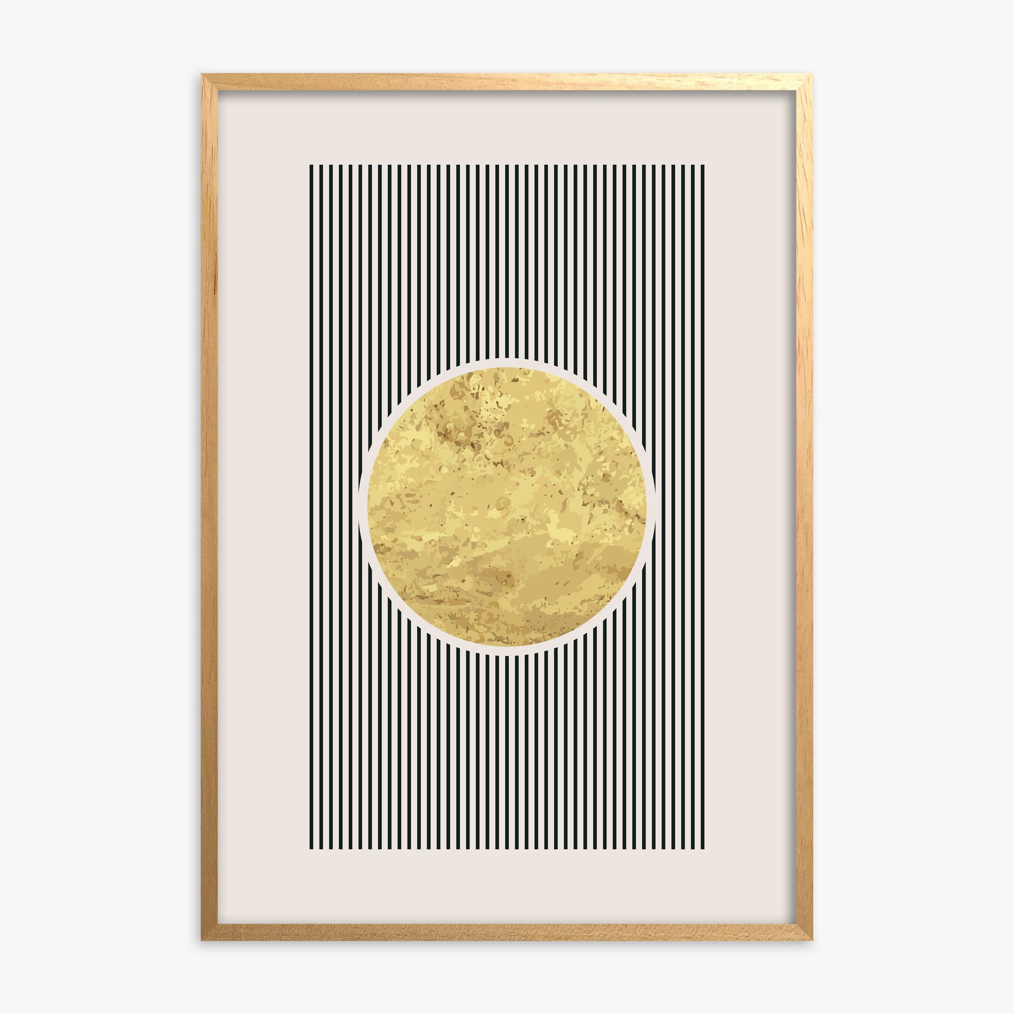 Golden Horizon Eclipse, Oak Framed Poster With Oak Frame