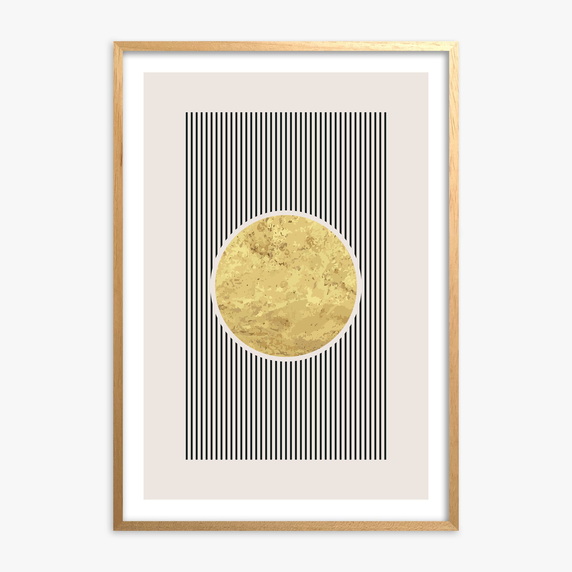 Golden Horizon Eclipse, Oak Framed Poster With Oak Frame