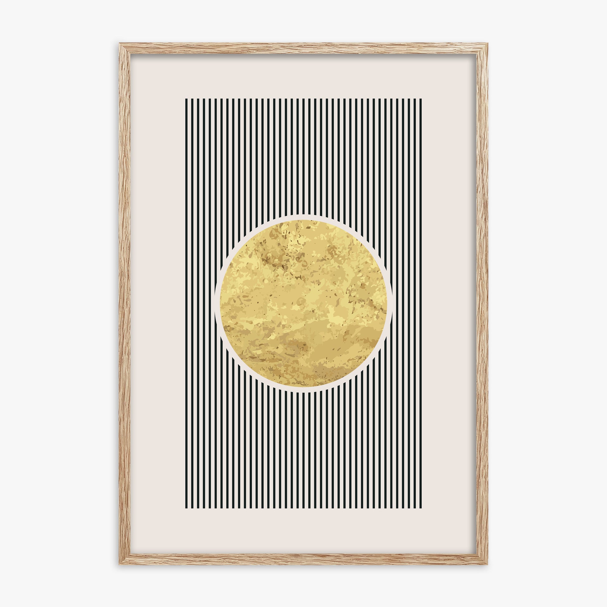 Golden Horizon Eclipse, 70x100cm Framed Art Reproduction With Raw Oak Frame