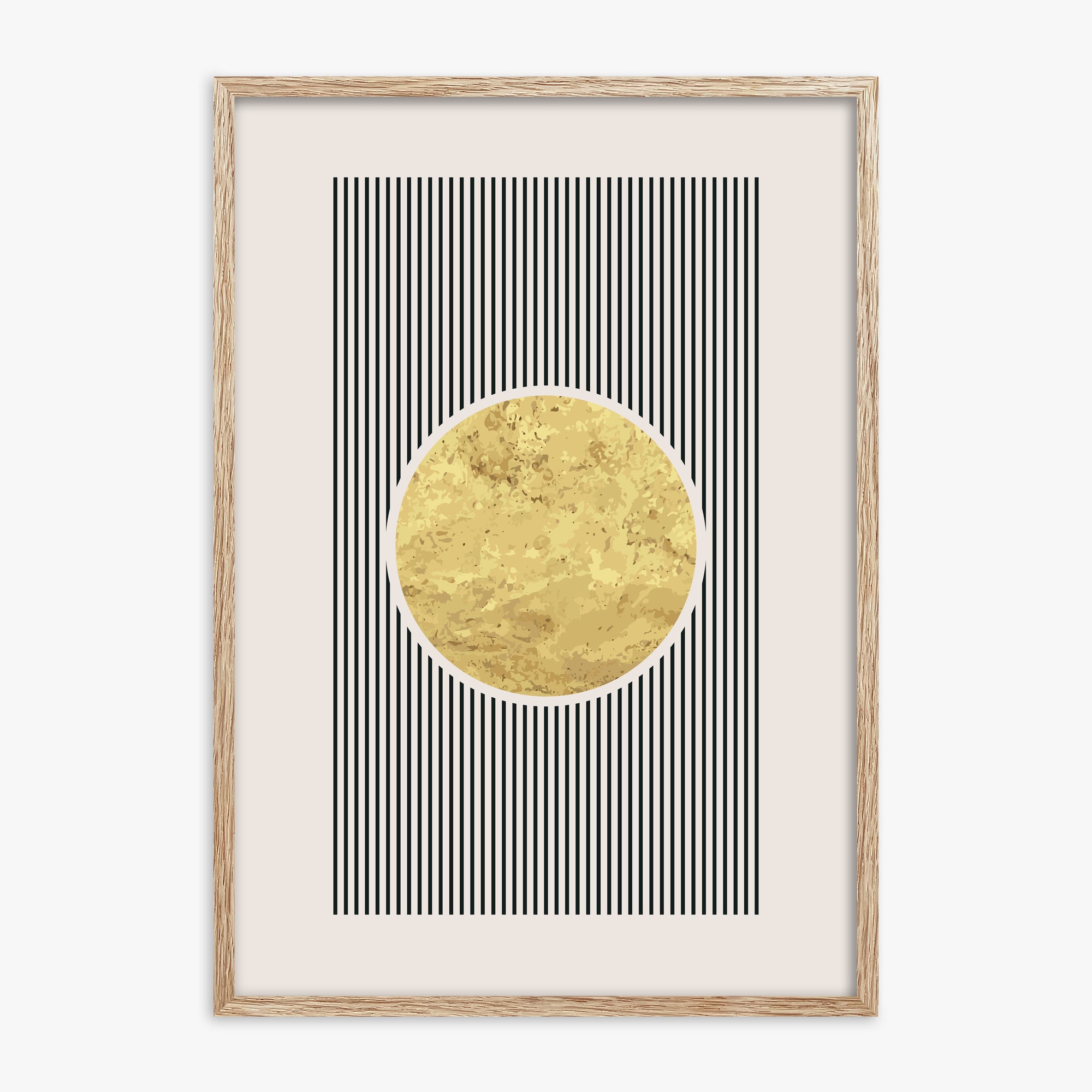 Golden Horizon Eclipse, 70x100cm Framed Art Reproduction With Raw Oak Frame