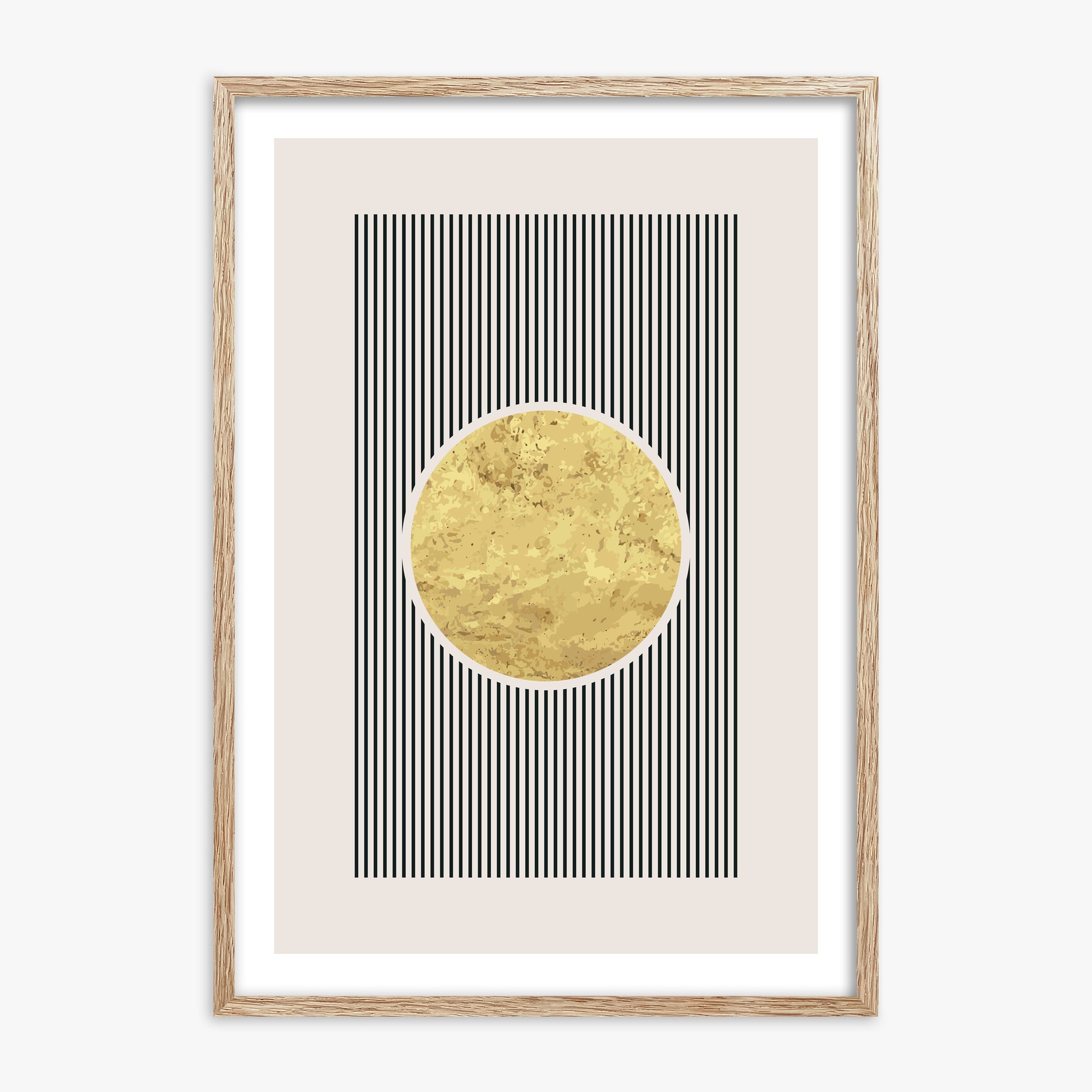 Golden Horizon Eclipse, 70x100cm Framed Art Reproduction With Raw Oak Frame