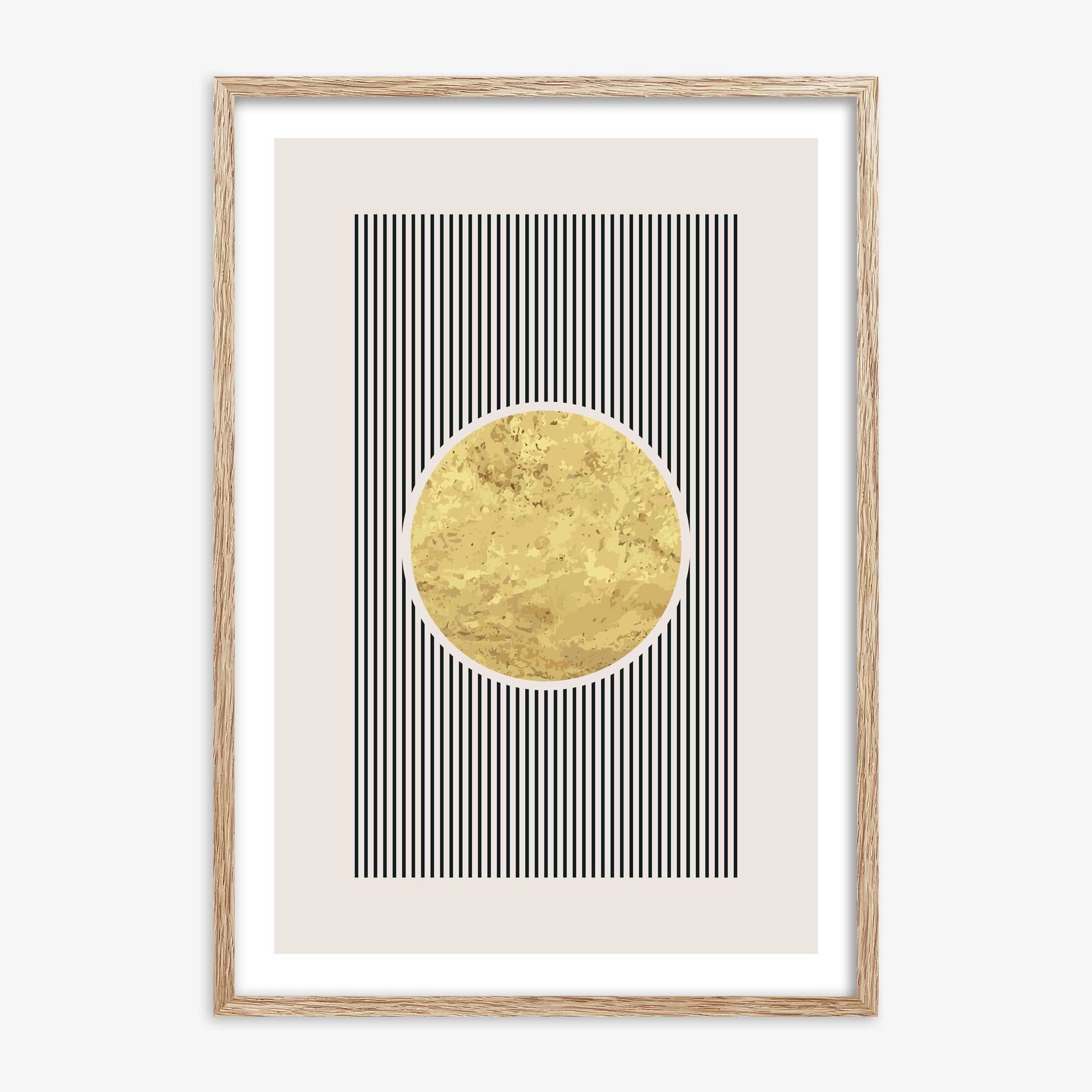 Golden Horizon Eclipse, 70x100cm Framed Art Reproduction With Raw Oak Frame