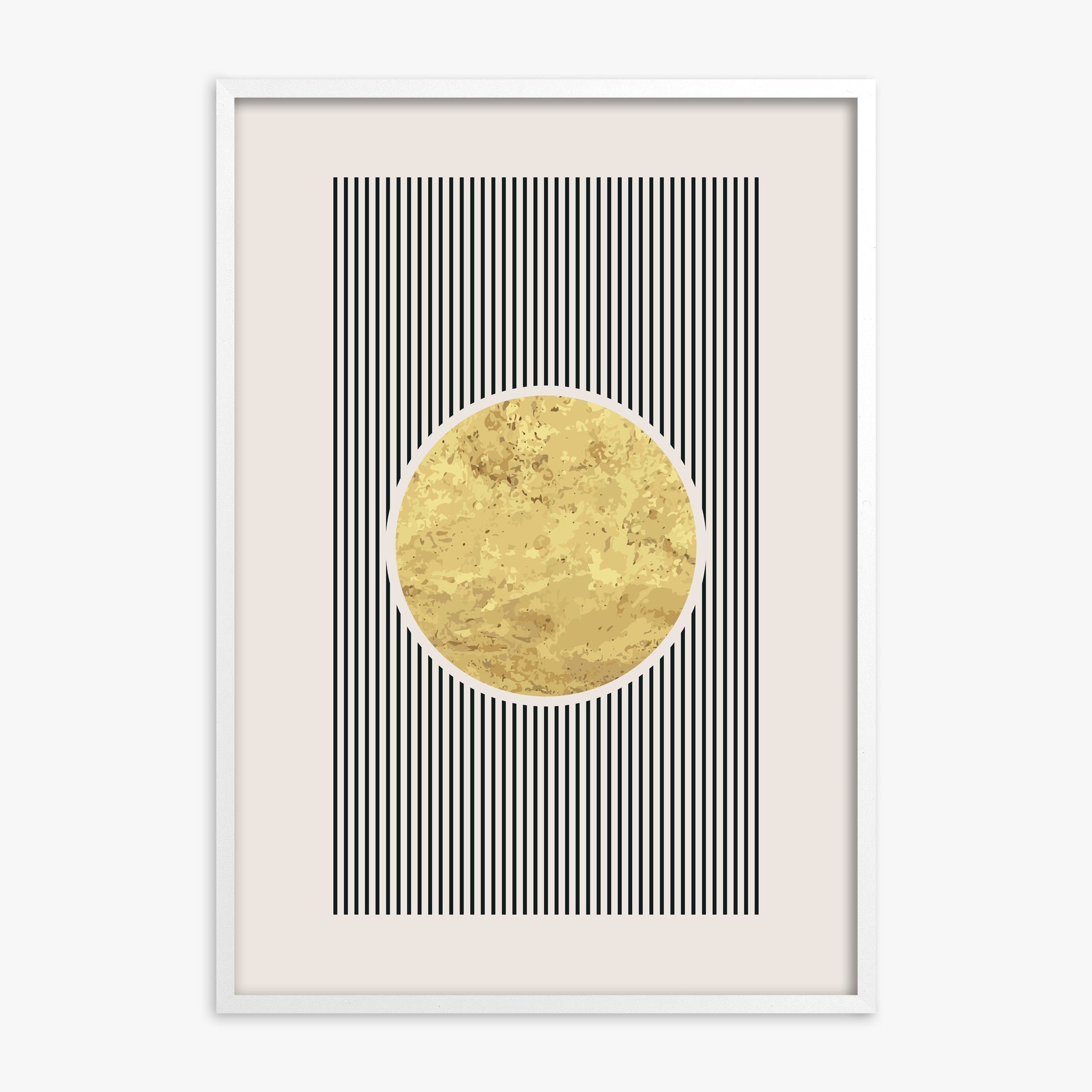 Golden Horizon Eclipse, White Framed Poster With White Frame