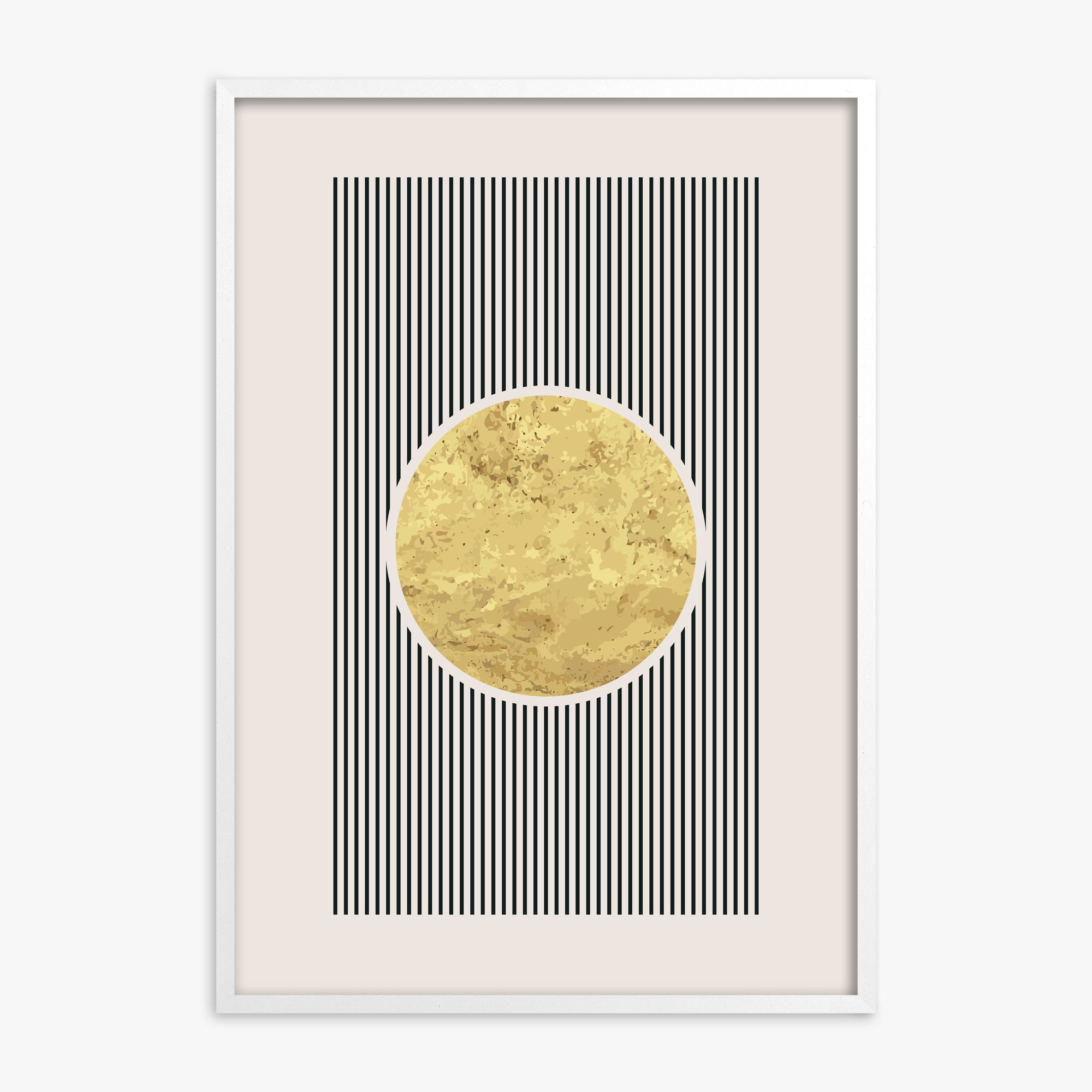 Golden Horizon Eclipse, White Framed Poster With White Frame