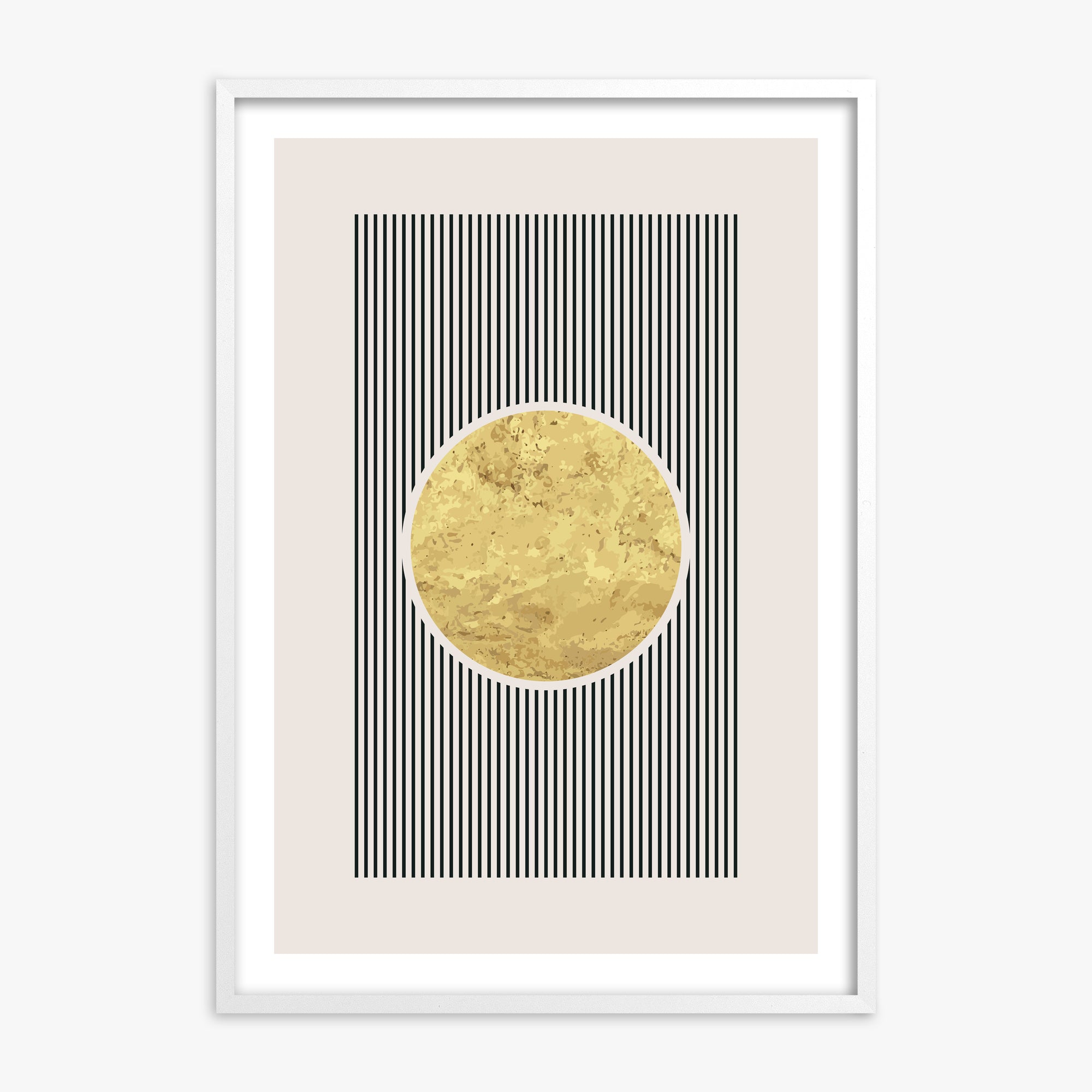 Golden Horizon Eclipse, White Framed Poster With White Frame