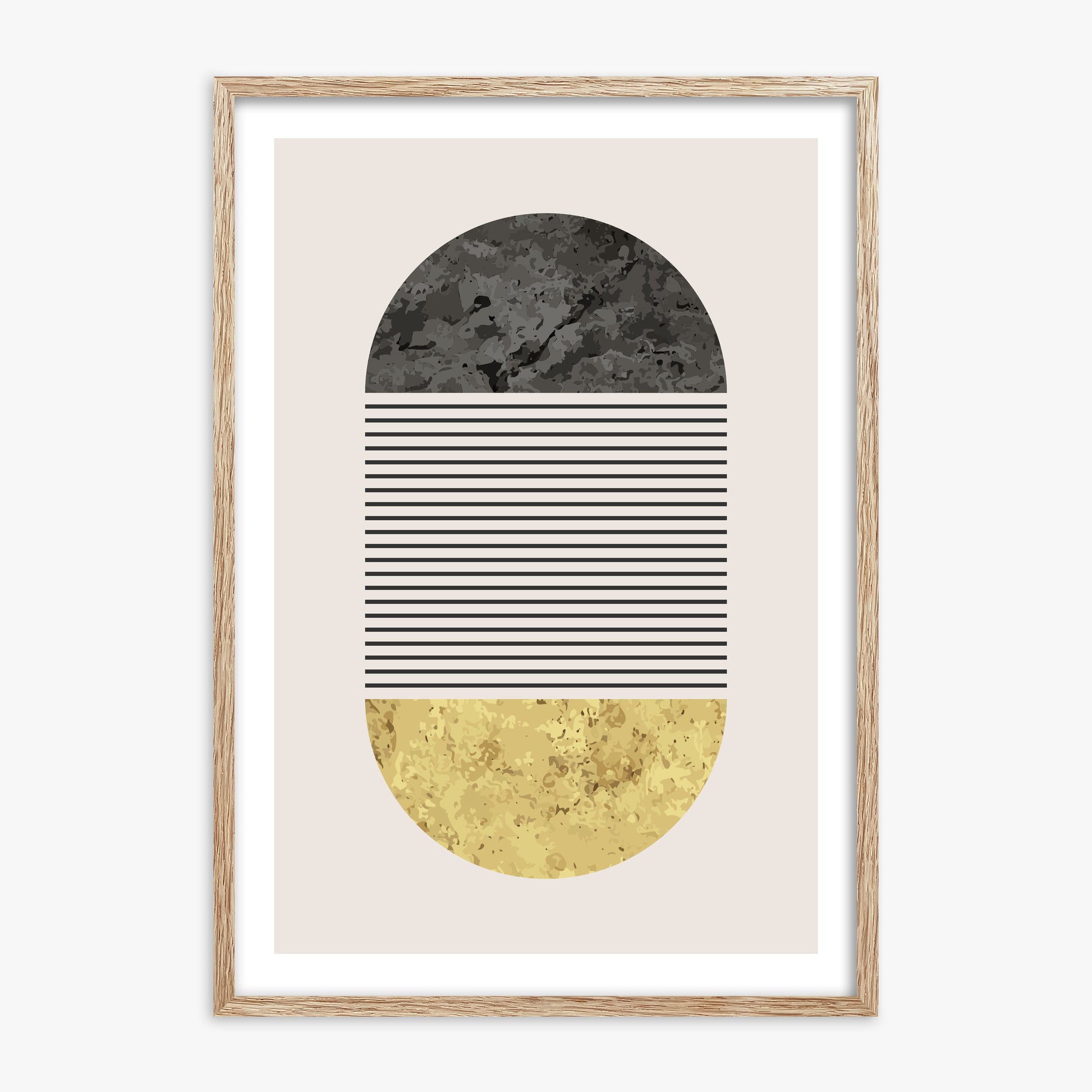 Day & Night Halo, 70x100cm Framed Art Reproduction With Raw Oak Frame