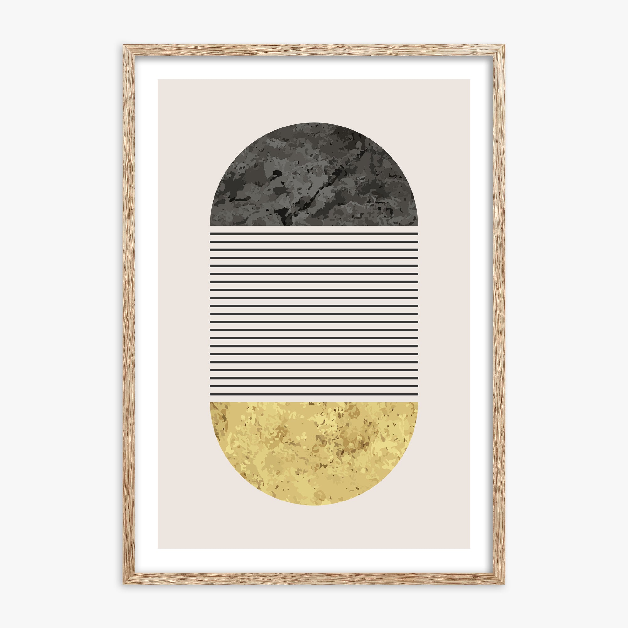 Day & Night Halo, 70x100cm Framed Art Reproduction With Raw Oak Frame