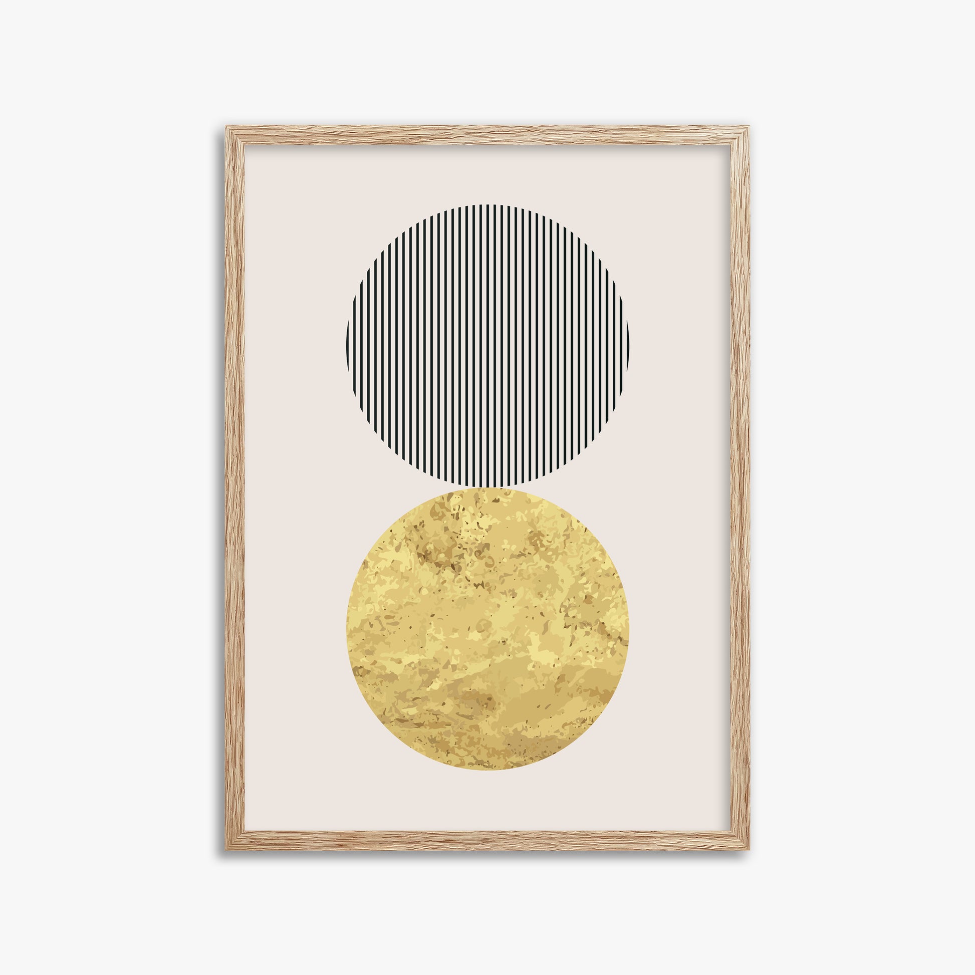 Eclipsed Gold, 50x70cm Framed Art Reproduction With Raw Oak Frame