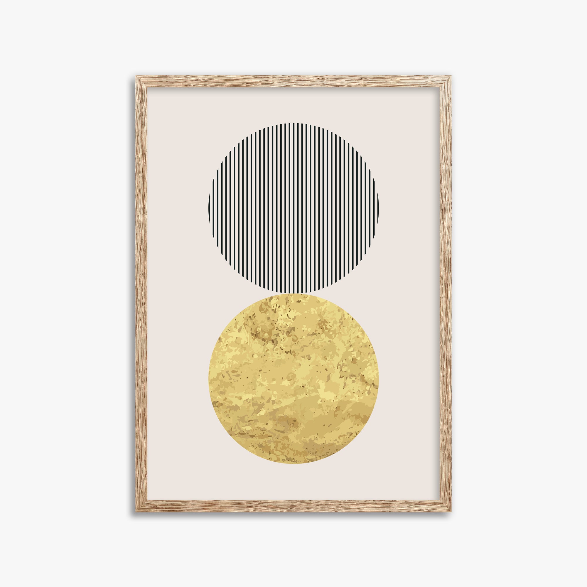 Eclipsed Gold, 50x70cm Framed Art Reproduction With Raw Oak Frame