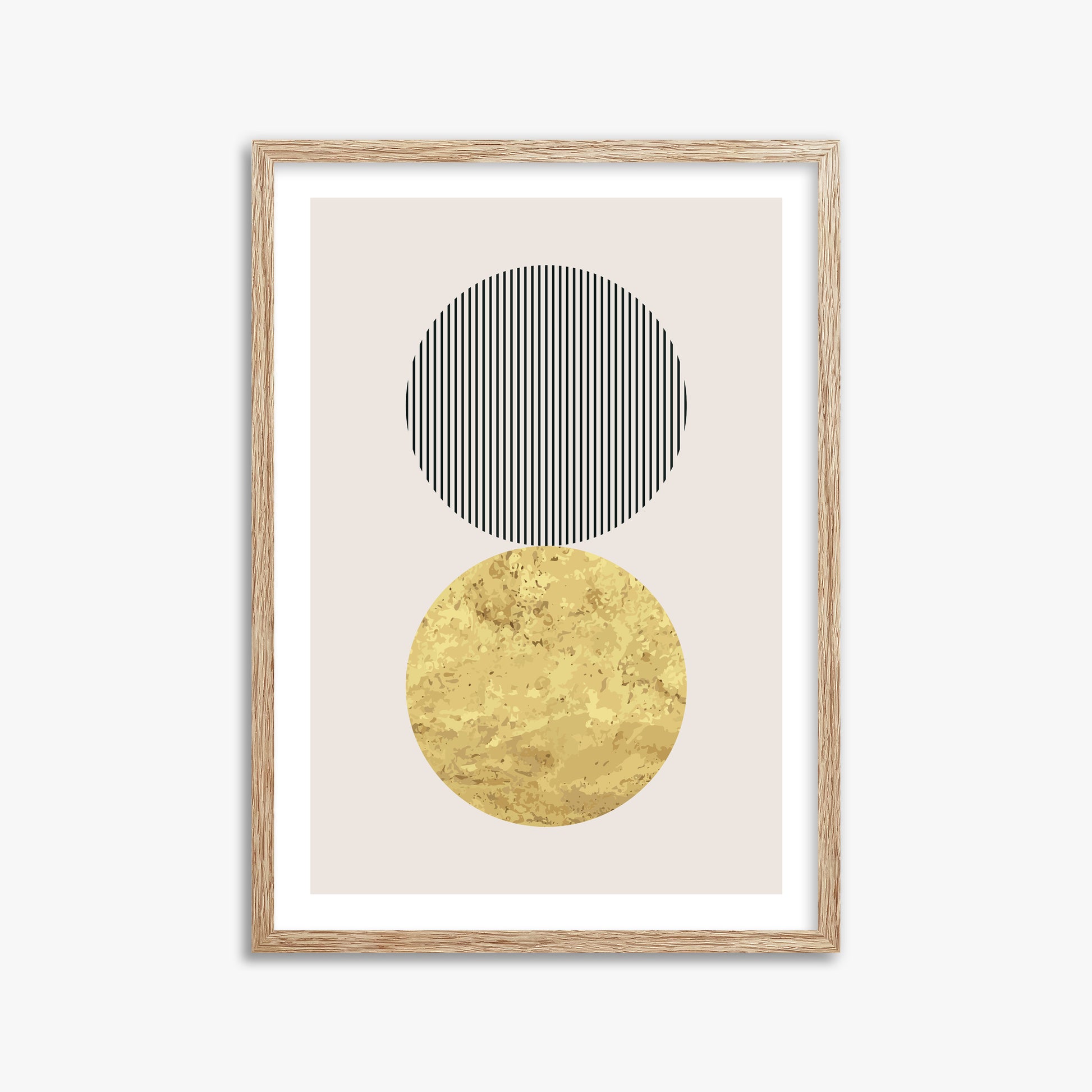 Eclipsed Gold, 50x70cm Framed Art Reproduction With Raw Oak Frame