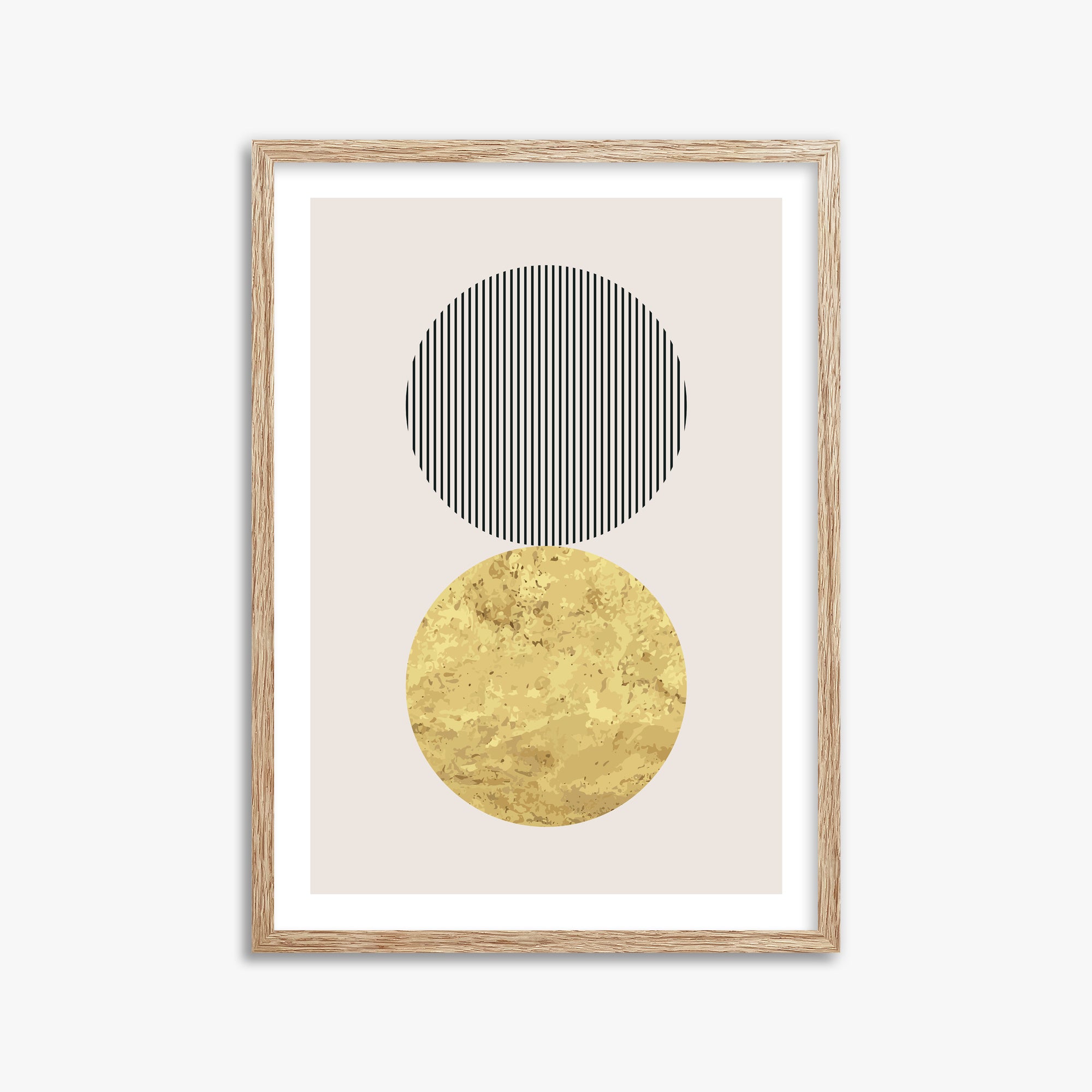 Eclipsed Gold, 50x70cm Framed Art Reproduction With Raw Oak Frame
