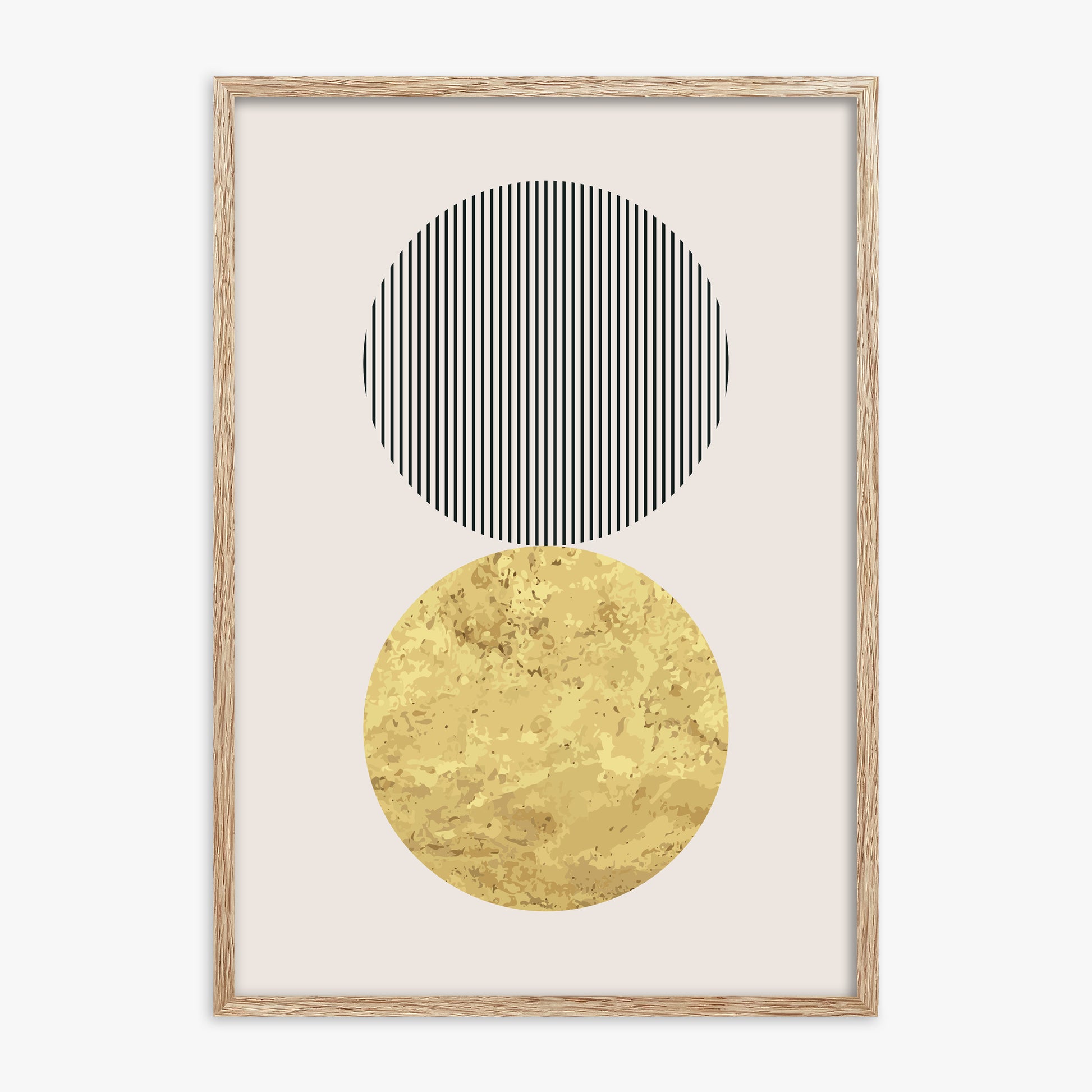 Eclipsed Gold, 70x100cm Framed Art Reproduction With Raw Oak Frame