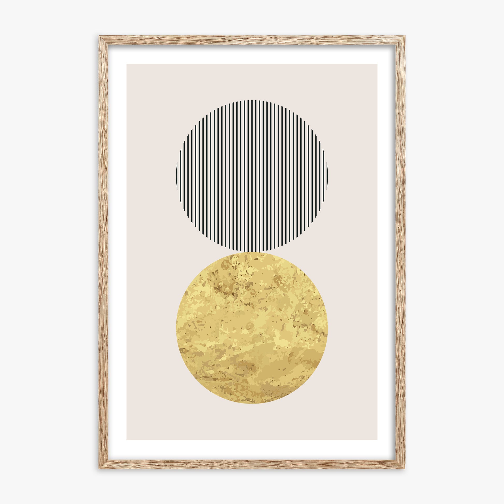 Eclipsed Gold, 70x100cm Framed Art Reproduction With Raw Oak Frame