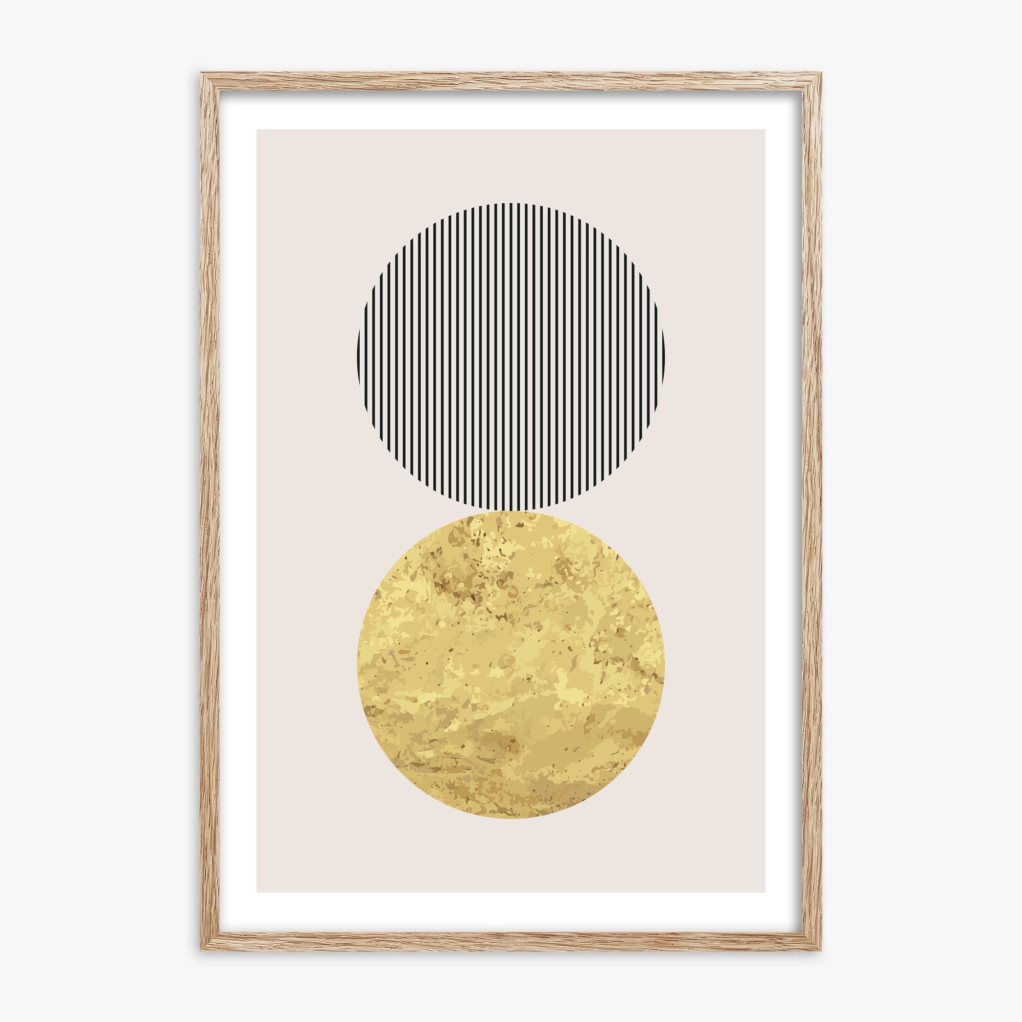 Eclipsed Gold, 70x100cm Framed Art Reproduction With Raw Oak Frame