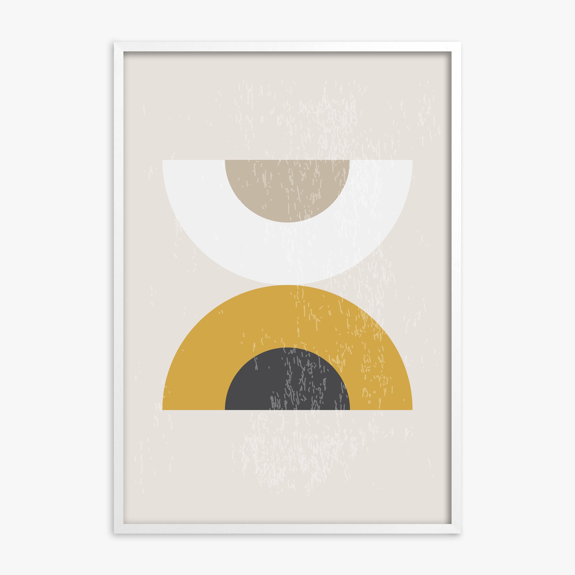Geometric Balance, White Framed Poster With White Frame