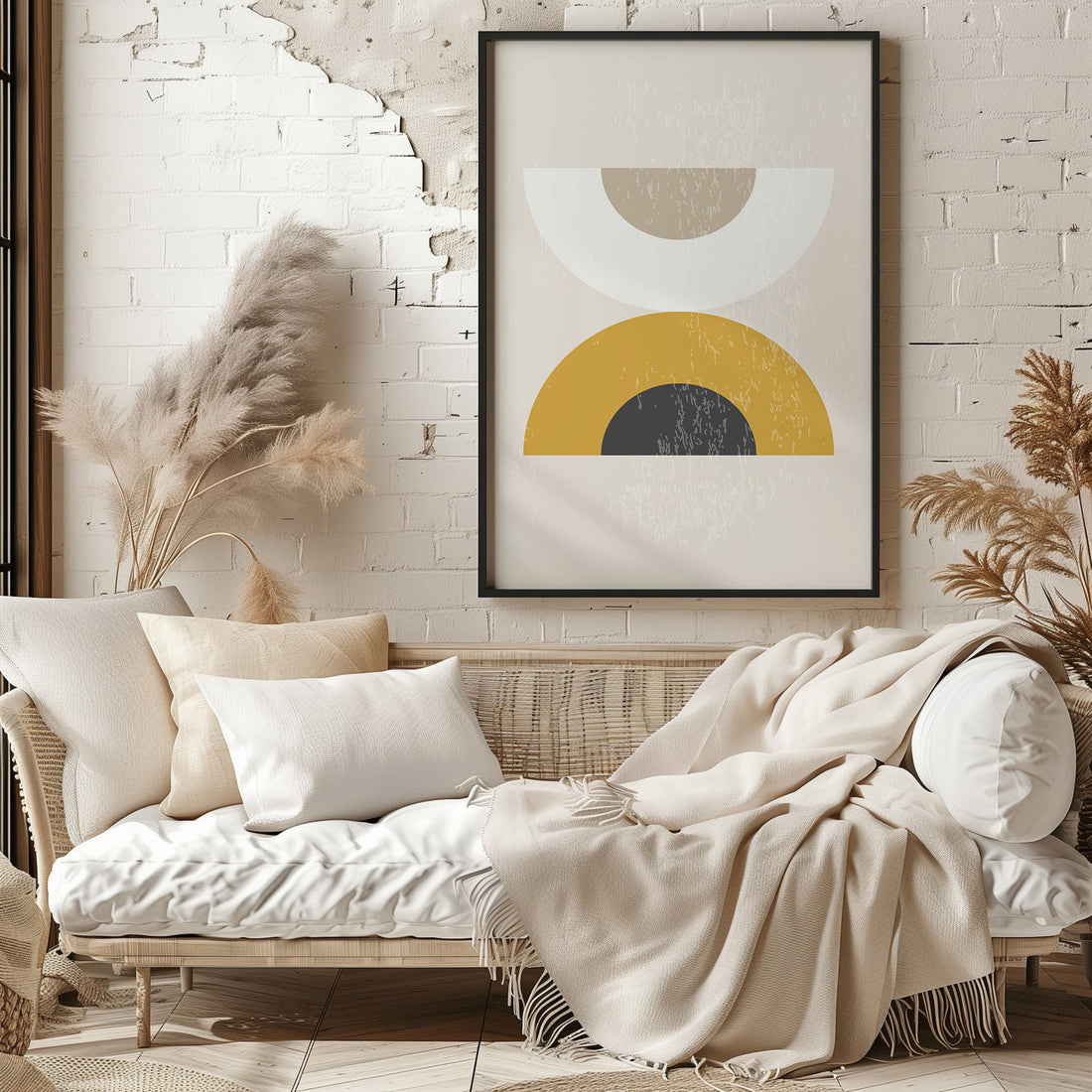 Geometric Balance, 50x70cm Framed Poster With Black Frame